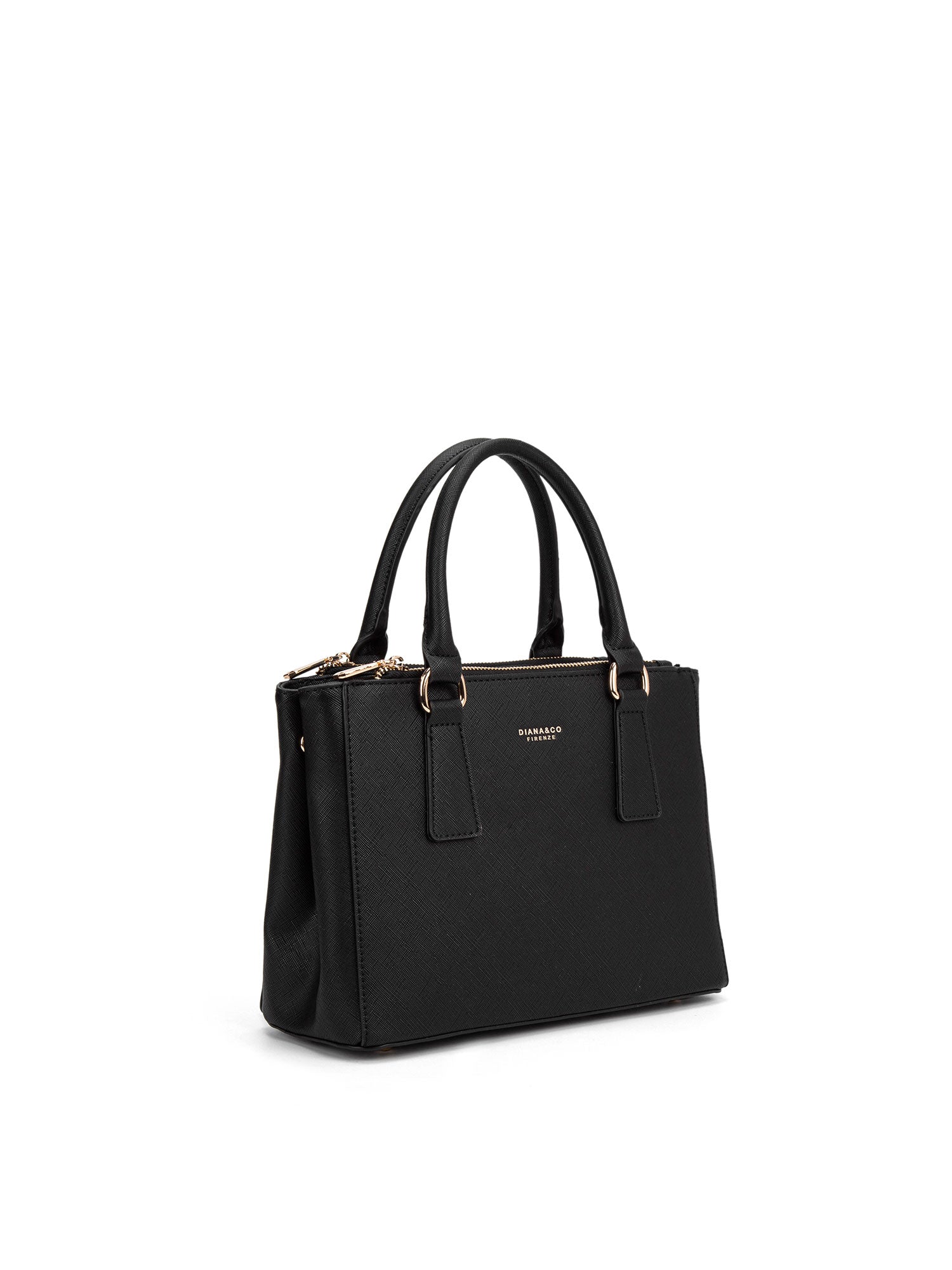 Borsa a mano da donna 100% pelle vegana PU 720-2PT-BLACK Diana&co
