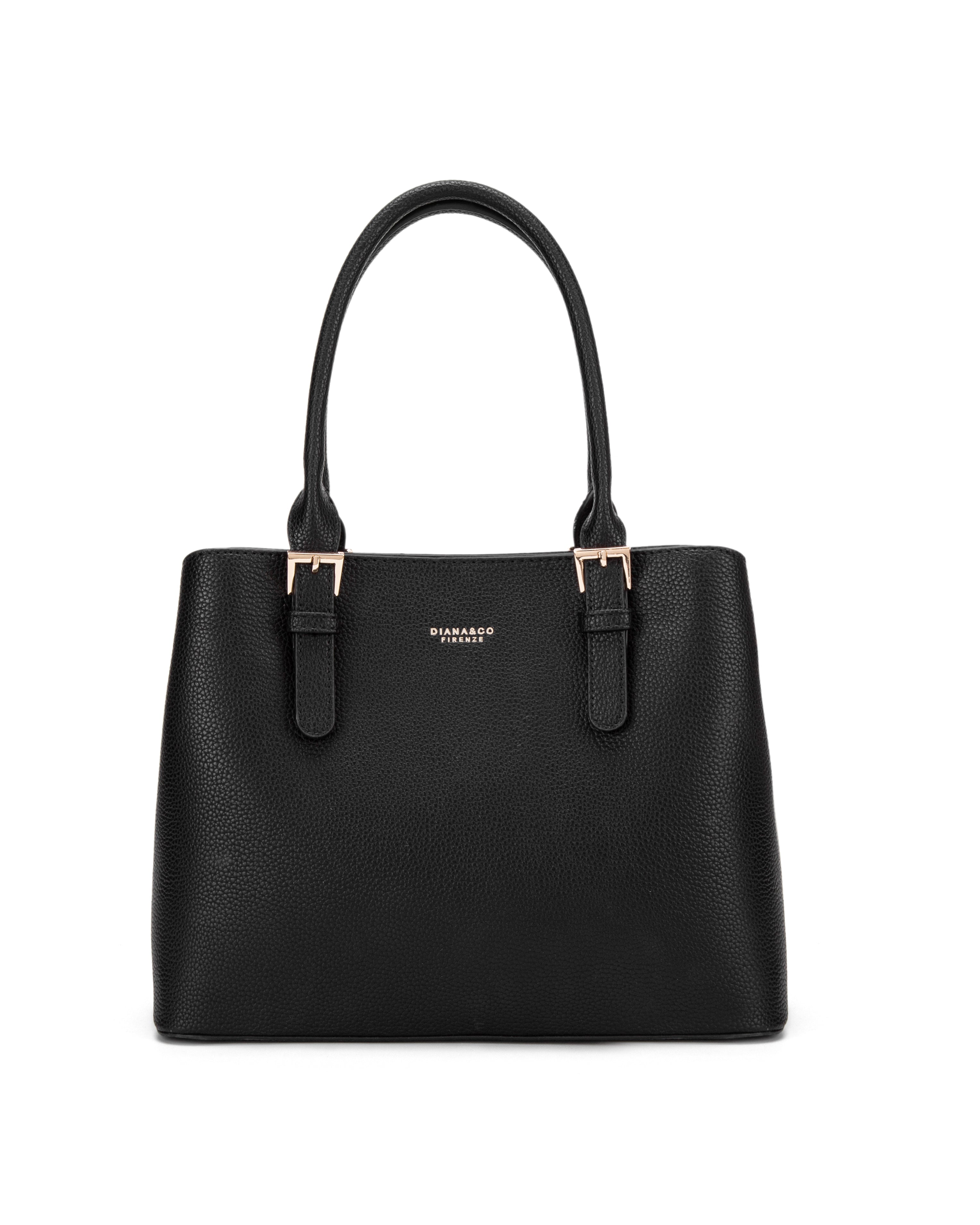 Borsa a mano da donna 100% pelle vegana PU 716-2PT-BLACK Diana&co