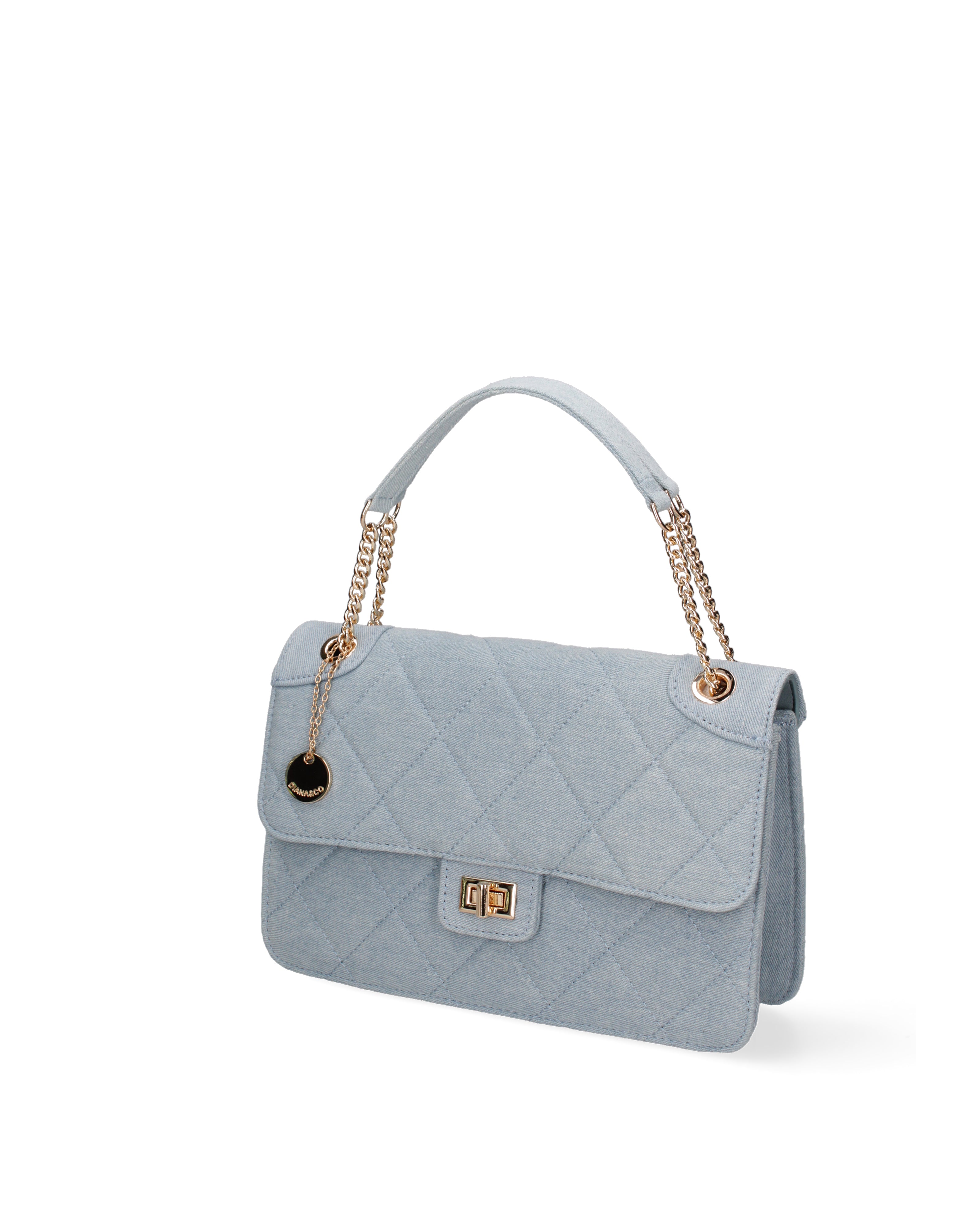 Borsa a spalla da donna Nylon & Ecopelle DC3533-2-LIGHTBLUE Diana&co