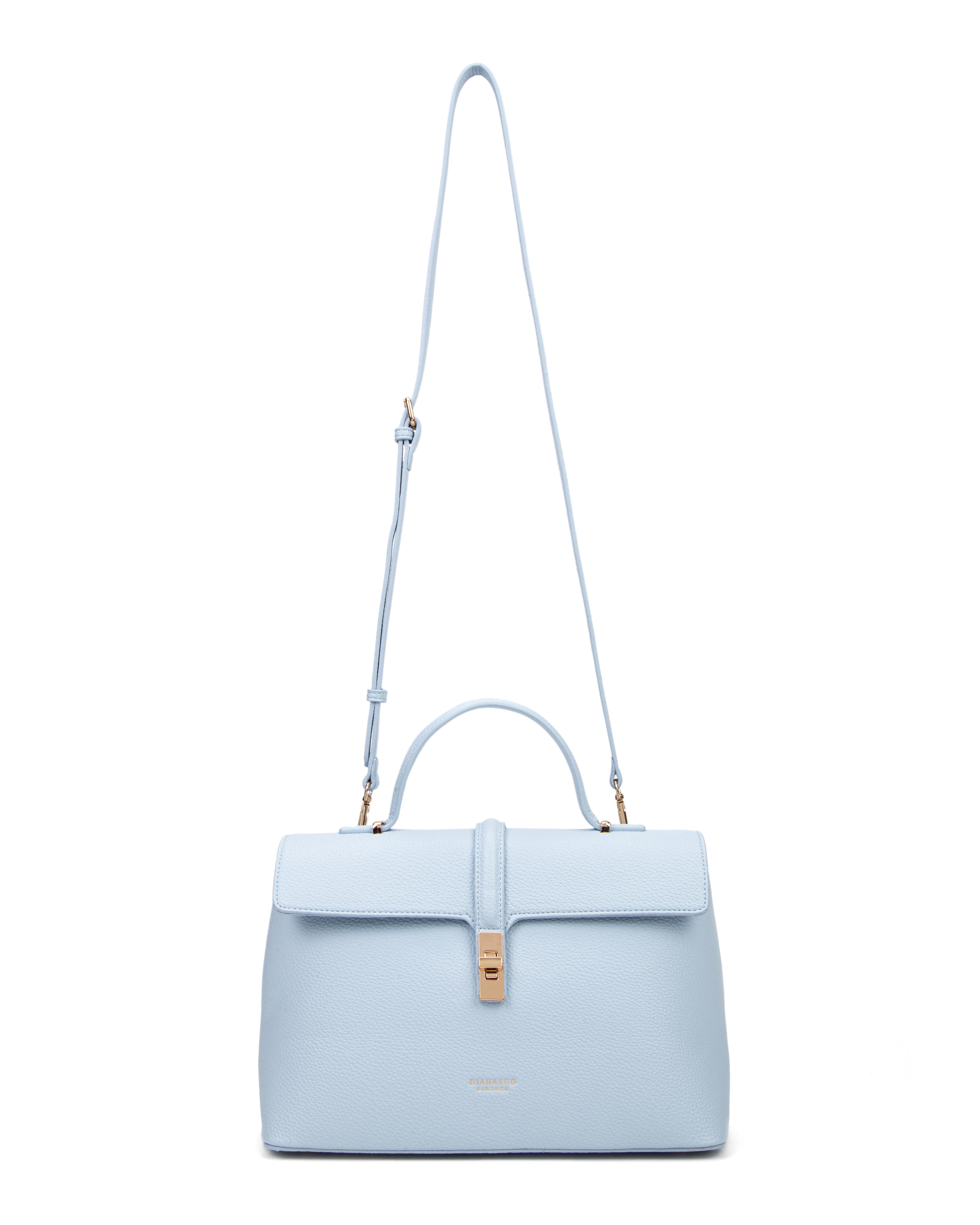 Borsa a mano da donna 100% pelle vegana PU 755-2PT-LIGHTBLUE Diana&co