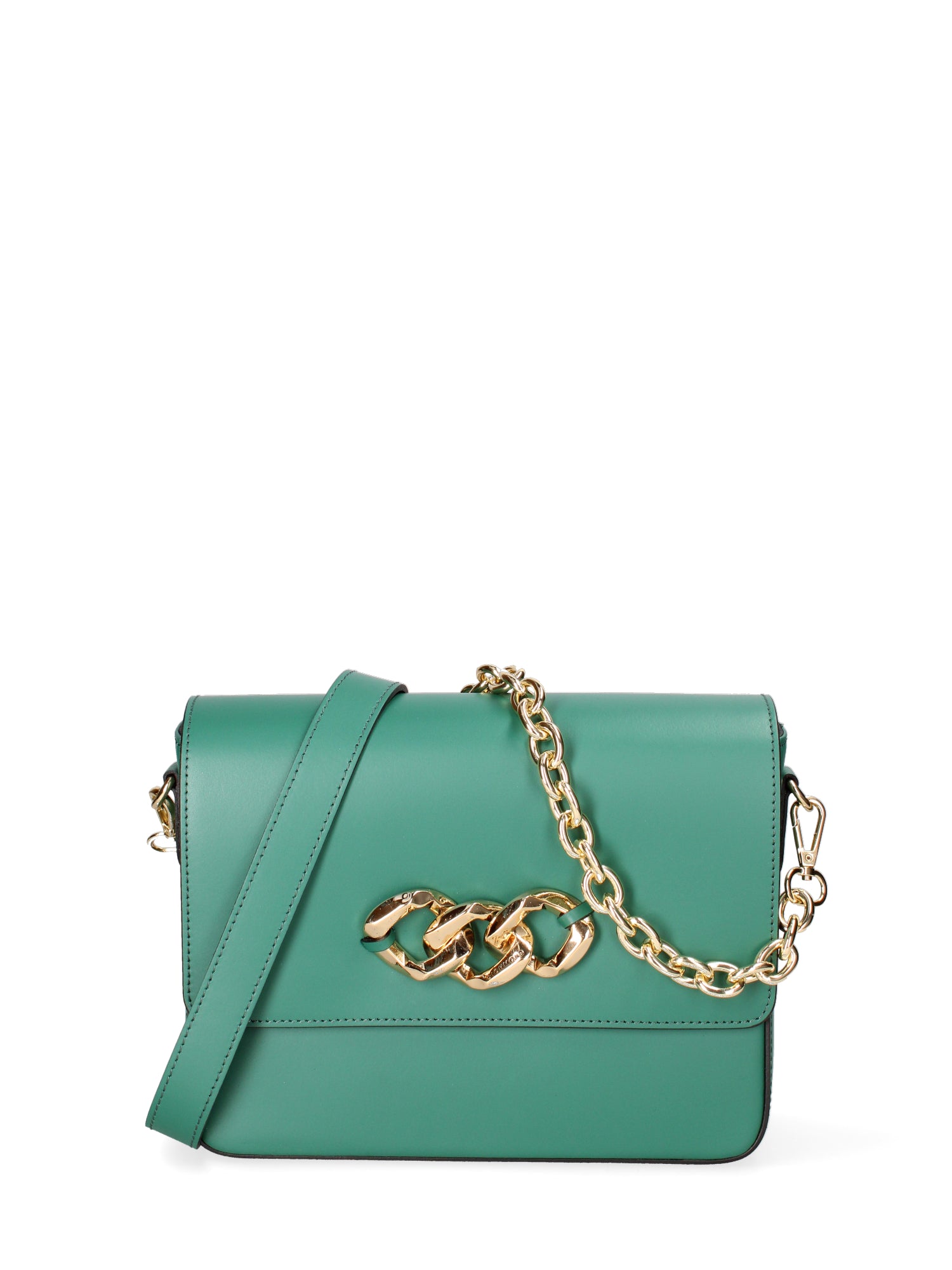 Borsa a tracolla da donna Vera pelle JR-W-1053-BOTTLE GREEN-GOLD John Richmond