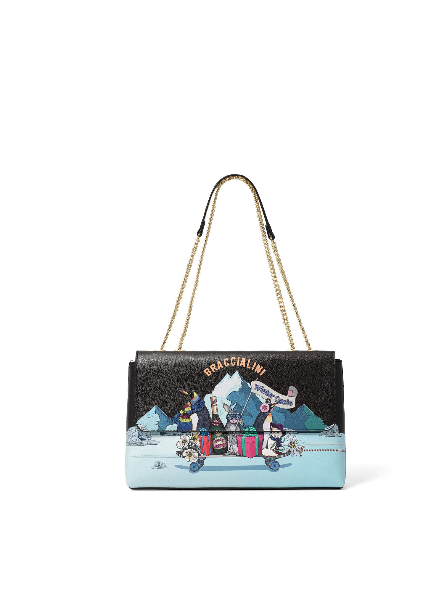 Nevada Borsa a spalla da donna 100% poliuretano B16852-NERO Braccialini