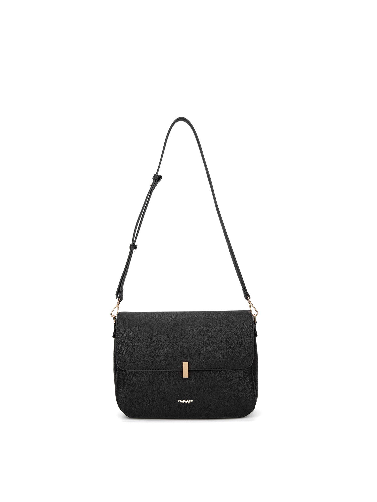 Borsa a spalla da donna 100% pelle vegana PU 740-1PT-BLACK Diana&co