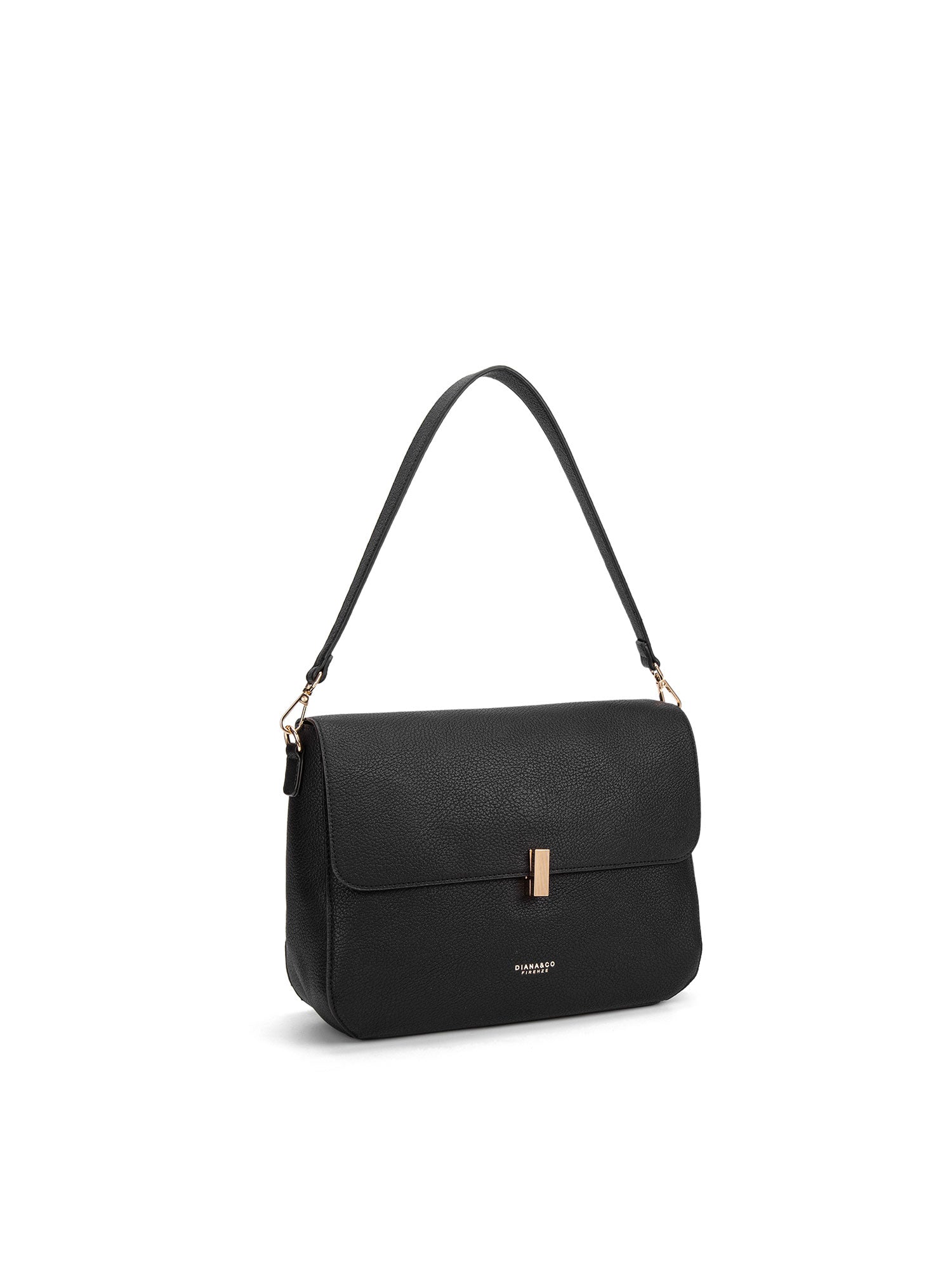 Borsa a spalla da donna 100% pelle vegana PU 740-1PT-BLACK Diana&co