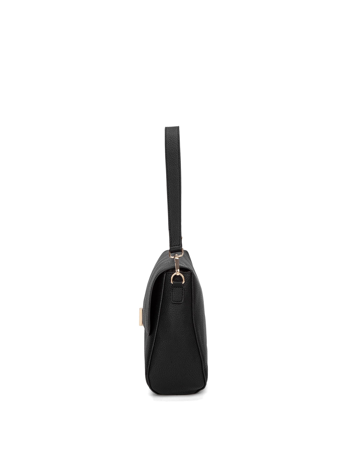 Borsa a spalla da donna 100% pelle vegana PU 740-1PT-BLACK Diana&co