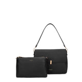 Borsa a spalla da donna 100% pelle vegana PU 740-1PT-BLACK Diana&co