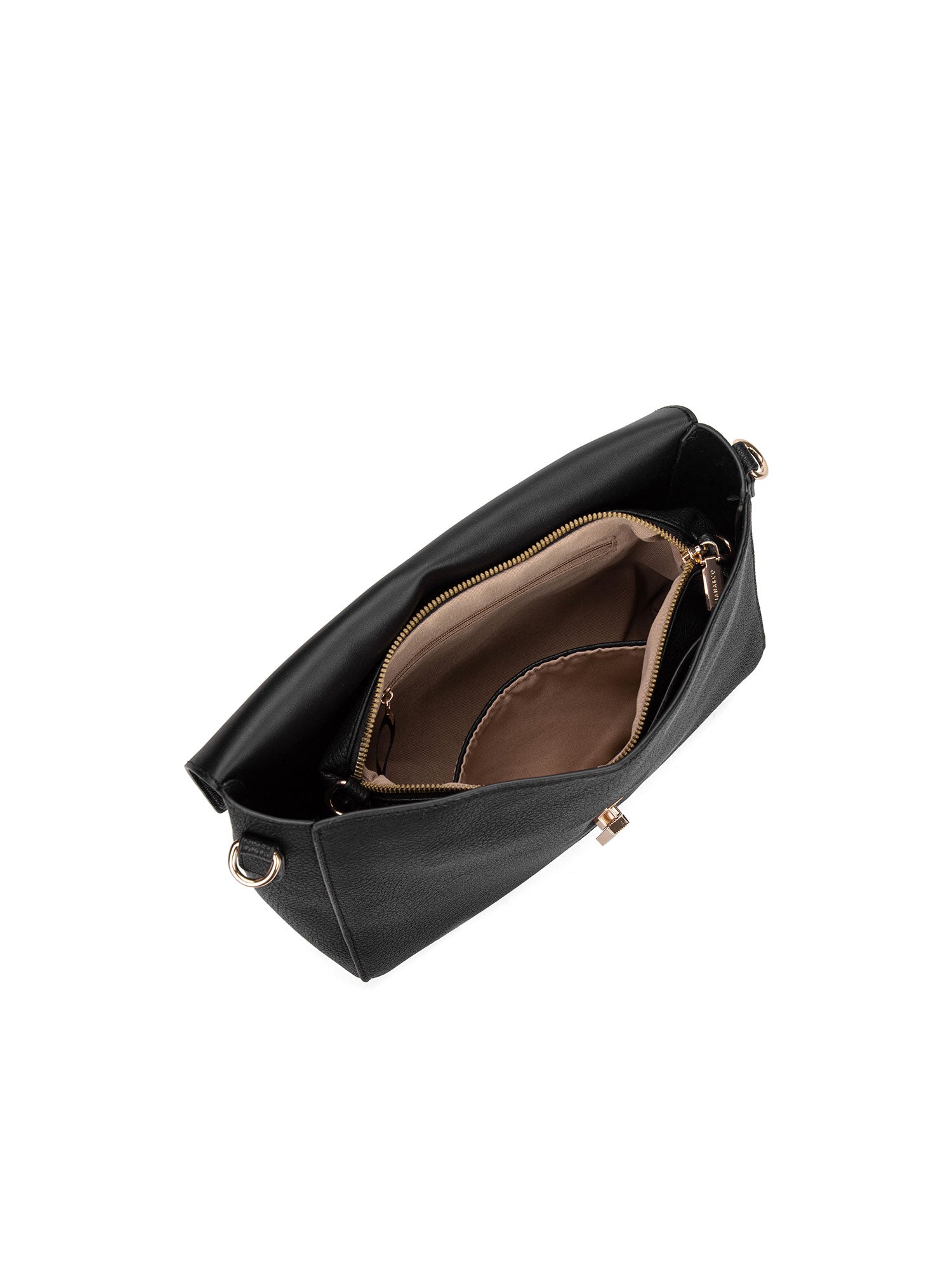 Borsa a spalla da donna 100% pelle vegana PU 740-1PT-BLACK Diana&co