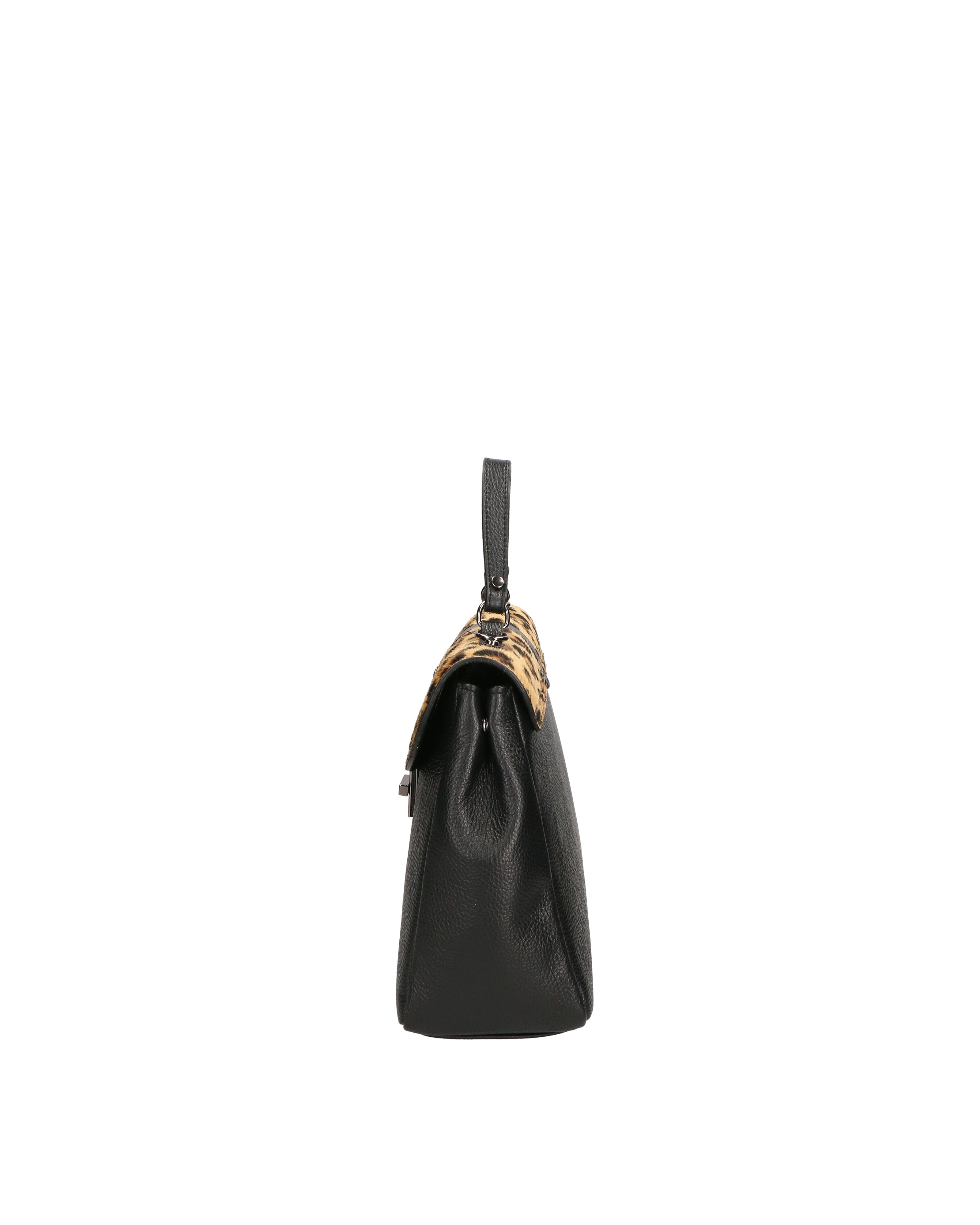 Oriana Plus Borsa a mano da donna Vera pelle 04008-D28 NERO + LEOPARDO 2 Chiara Ferretti
