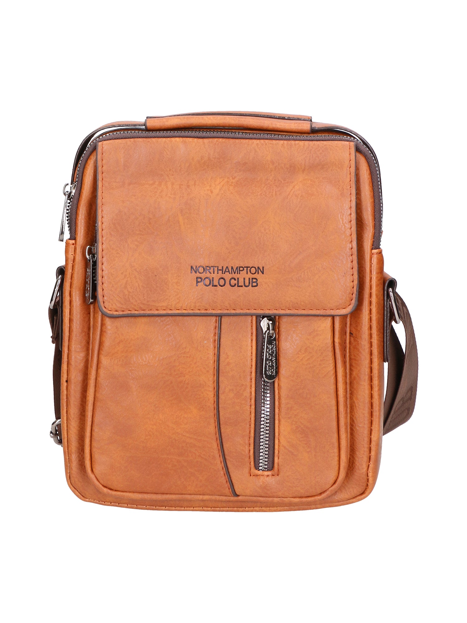 Borsa a tracolla uomo 100% pelle PU PCL3053-BROWN Northampton Polo Club