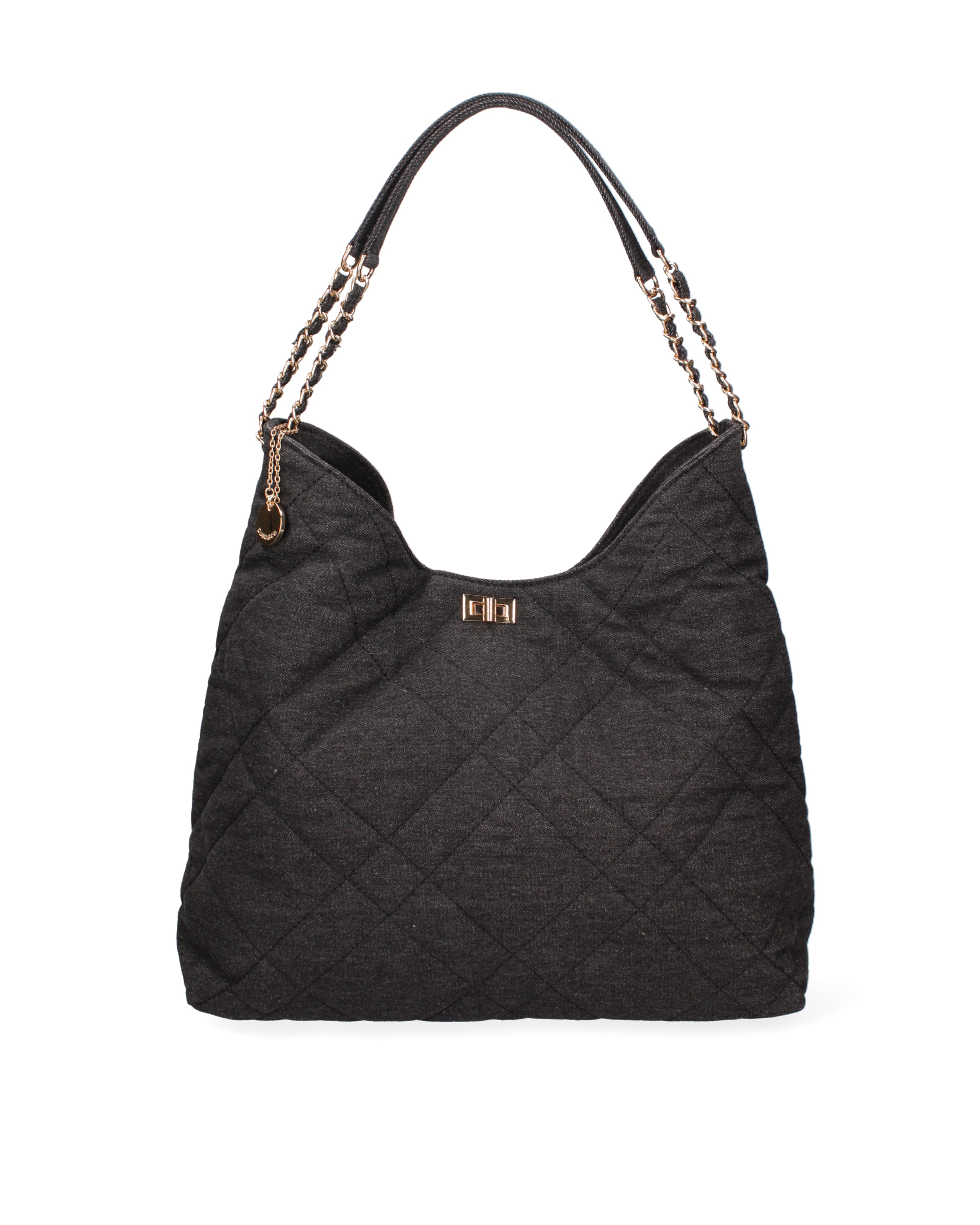 Borsa a spalla da donna Nylon ed ecopelle DC3533-4-BLACK Diana&co