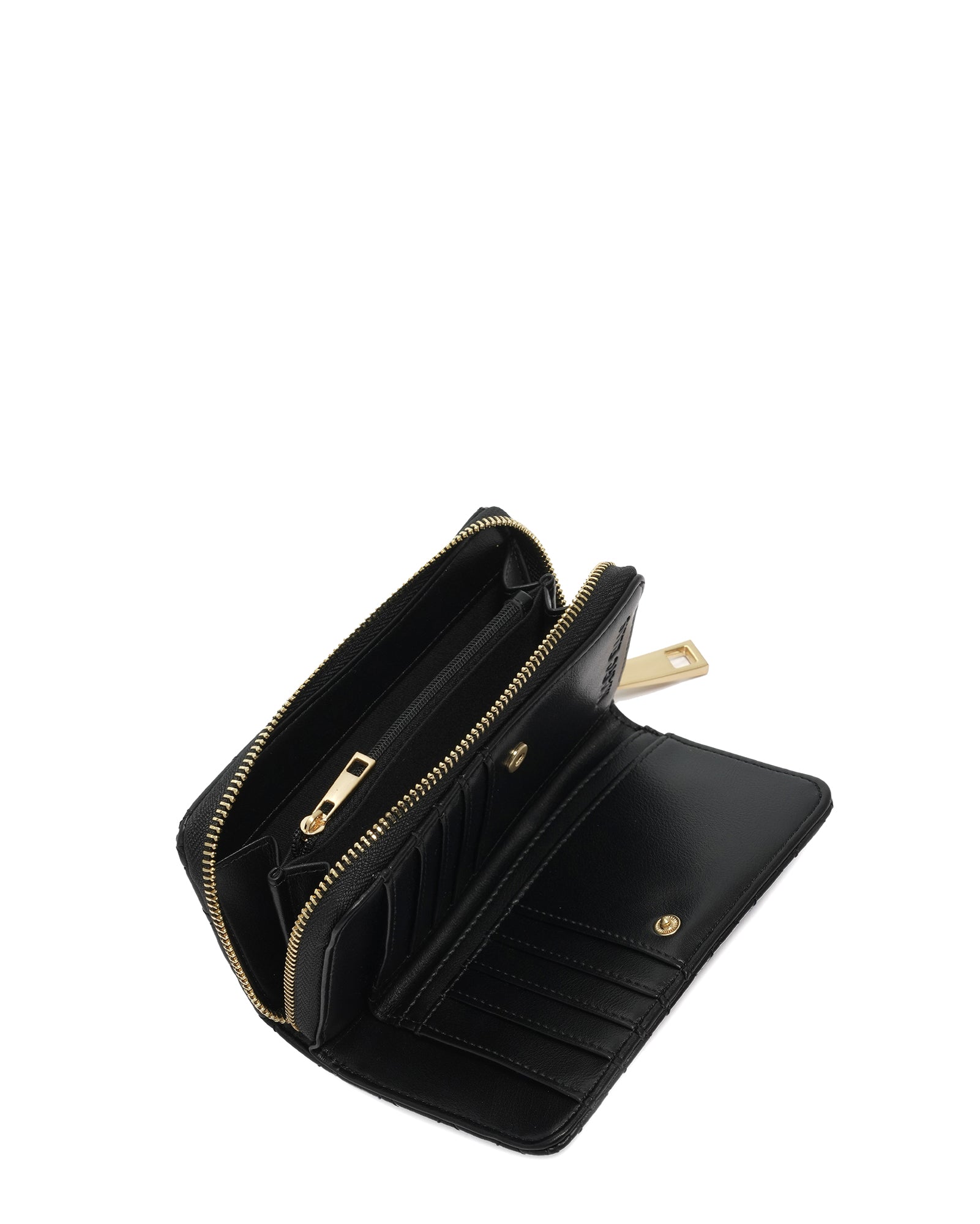 Portafoglio donna con zip Poliuretano vegano MILA-ZIPPER-ROUND-BLACK-OFF GOLD Marc Ellis