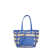 Borsa a mano da donna Paglia intrecciata 07382-BLUE G88A Viola Castellani