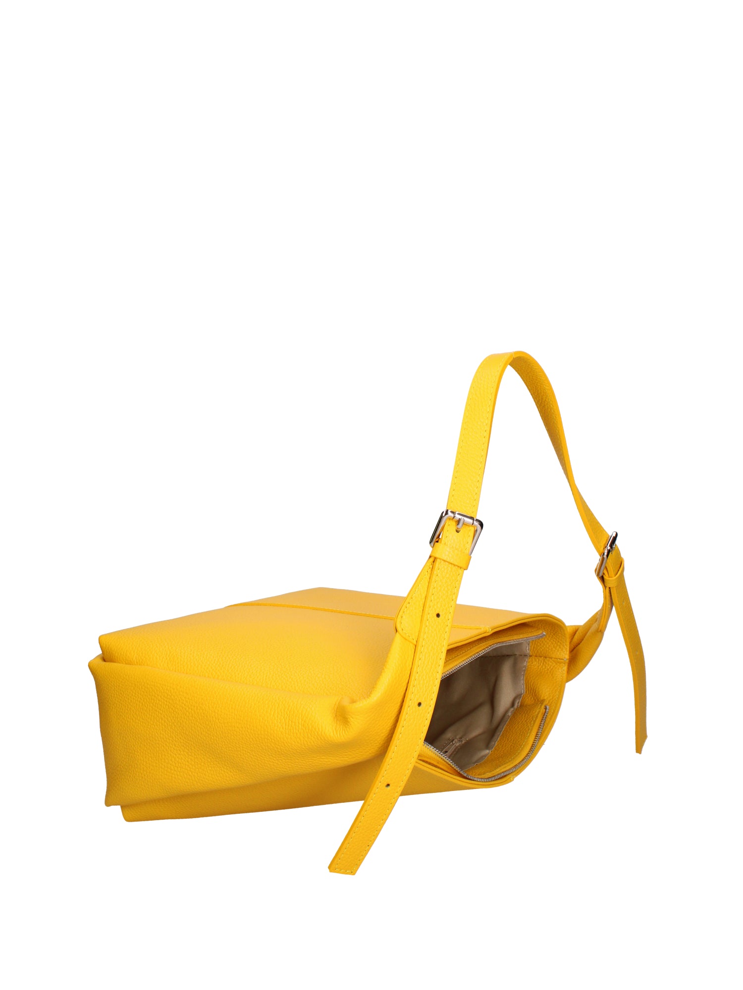 Borsa a spalla da donna Misto pelle e tessuto 07157-D04 GIALLO Roberta Rossi