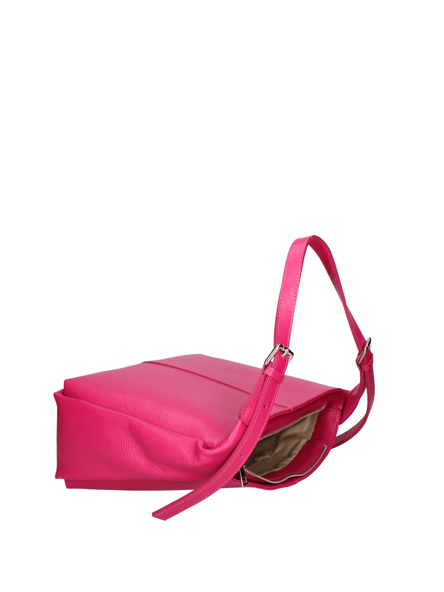 Borsa a spalla da donna Misto pelle e tessuto 07157-D02 FUXIA Roberta Rossi