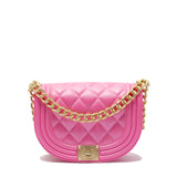 Borsa a mano da donna 100% PVC FLAT ZOE-AURORA PINK + OFF GOLD Marc Ellis