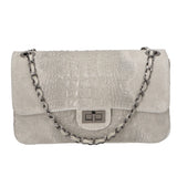 Edvige Borsa a spalla da donna Pelle Croco Stampata 80045-GRIGIO Gave Lux