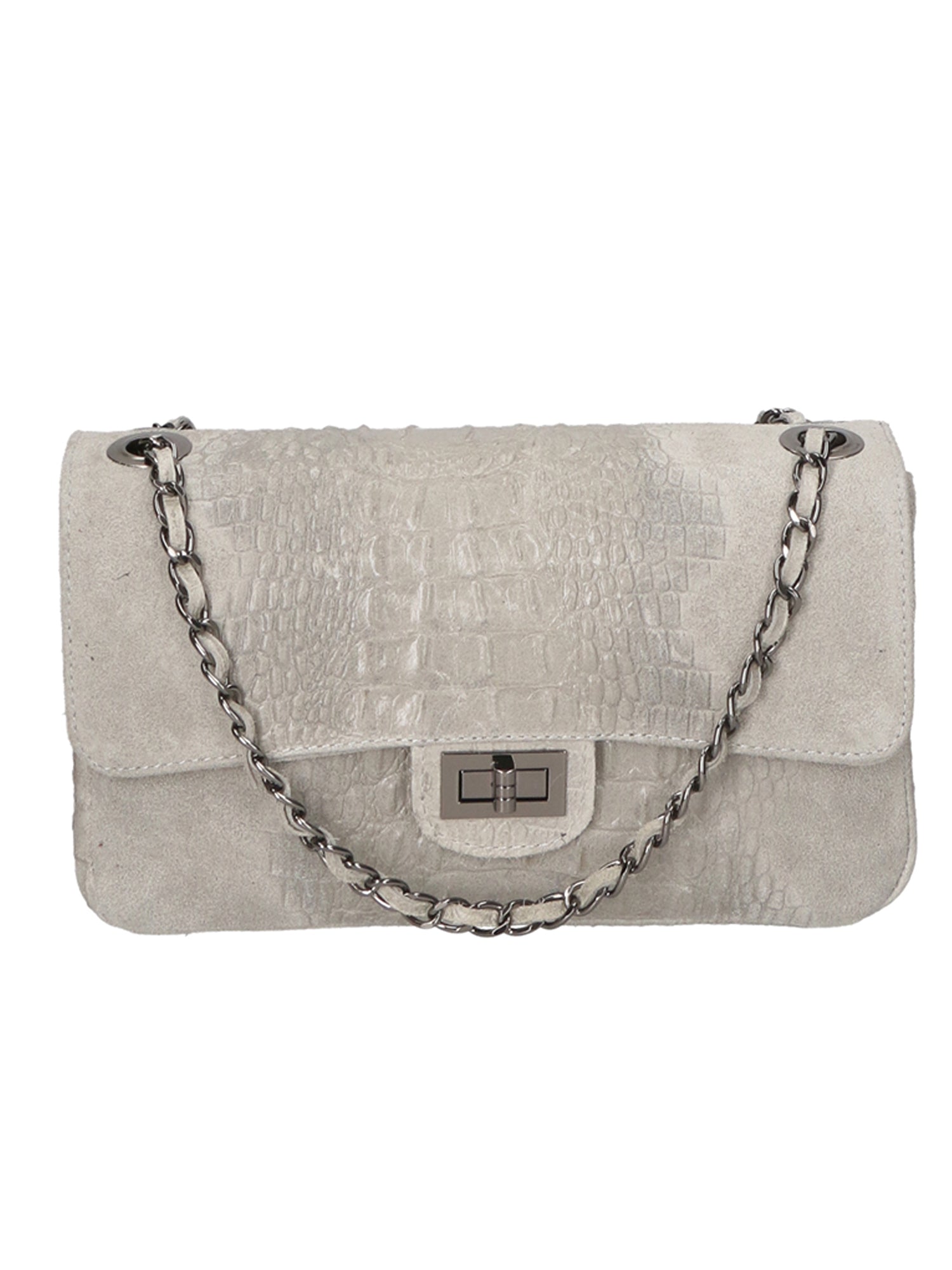 Edvige Borsa a spalla da donna Pelle Croco Stampata 80045-GRIGIO Gave Lux
