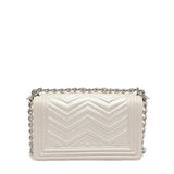 Borsa a mano da donna 100% PVC FLAT S MANHATTAN-OFF BLANC + SILVER Marc Ellis