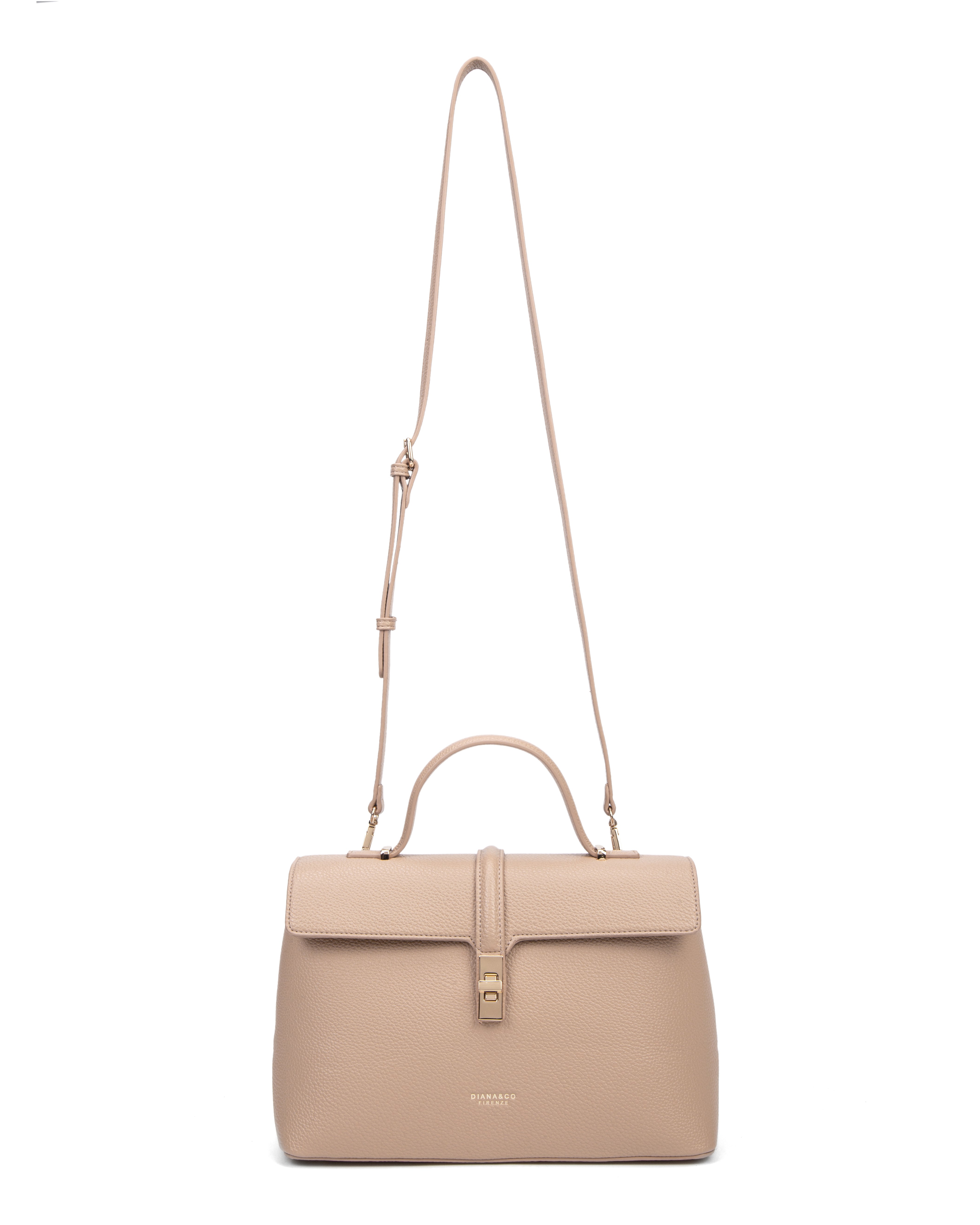 Borsa a mano da donna 100% pelle vegana PU 755-2PT-CAFFELATTE Diana&co