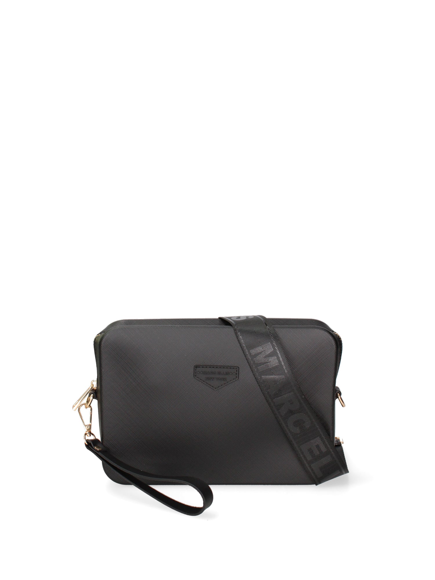 Borsa a tracolla da donna 100% Pvc FLAT-FLOWE-BLACK - LIGHT GOLD Marc Ellis