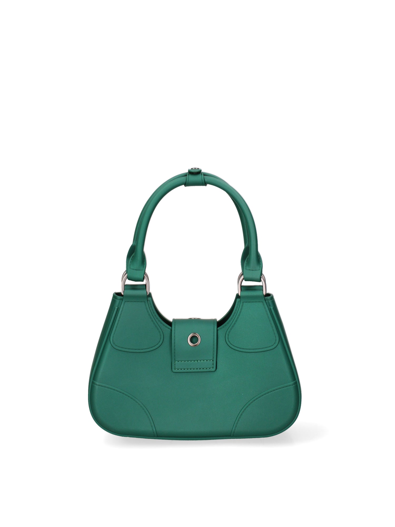 Borsa a mano da donna 100% PVC FLAT-CIRCLE-FOREST GREEN - SATIN CDF Marc Ellis