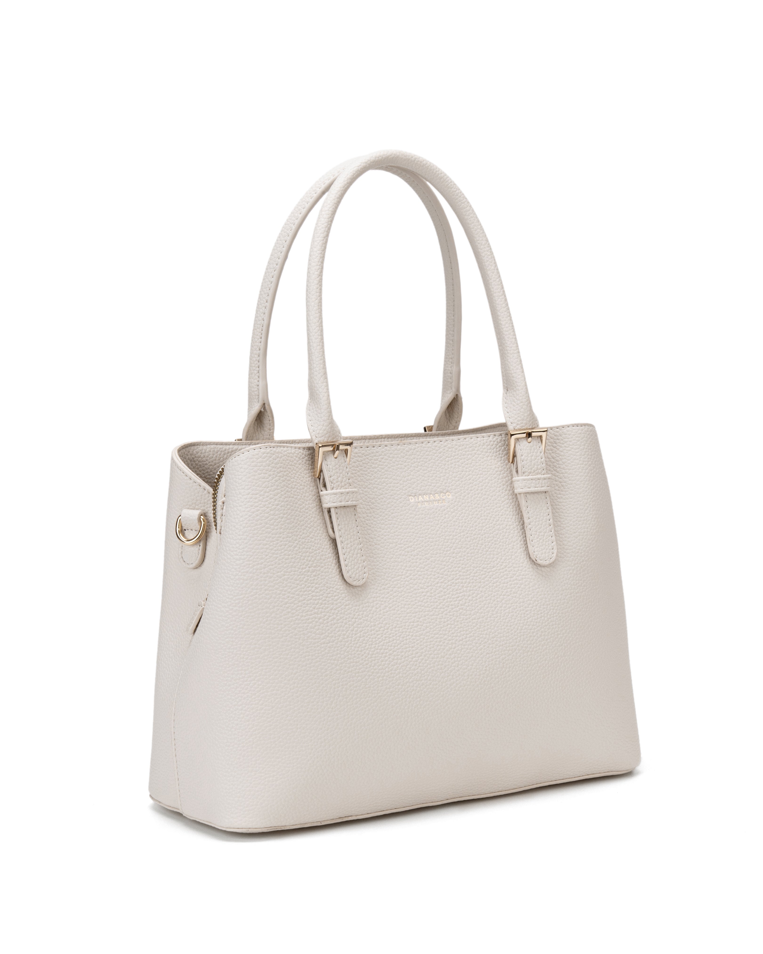Borsa a mano da donna 100% pelle vegana PU 716-2PT-IVORY Diana&co