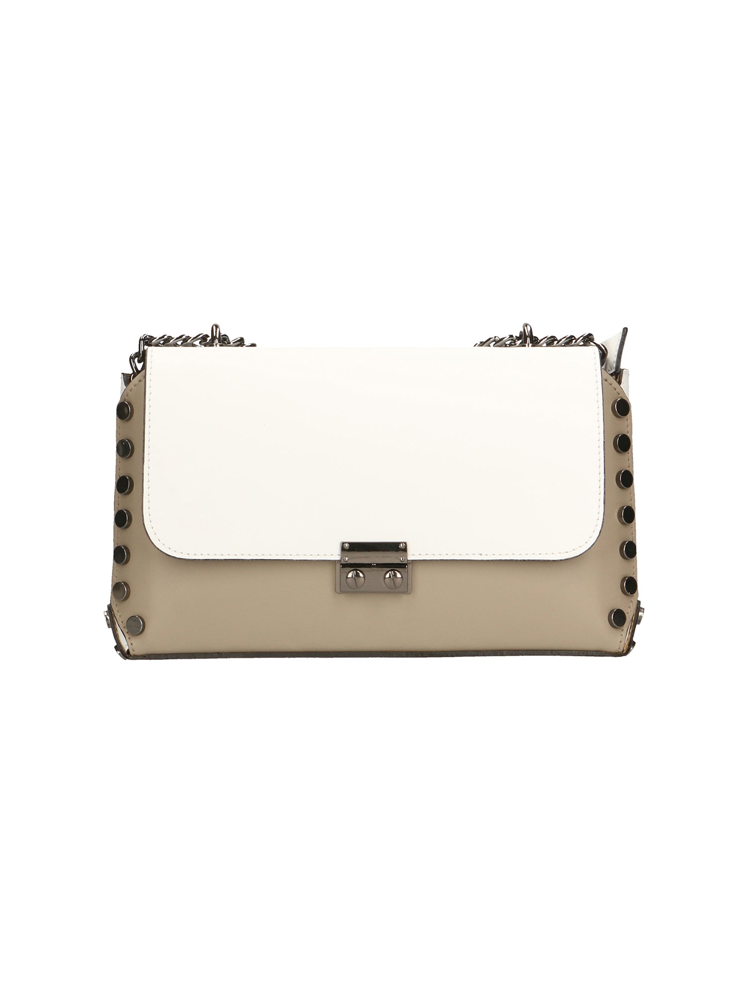 Vera pelle 8641-FANGO+BIANCO Borsa a tracolla da donna Evanthe Pro Gave Lux