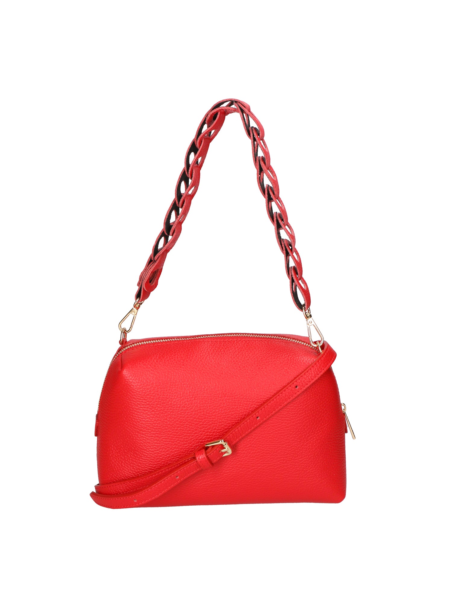 Livia Borsa a spalla da donna Vera pelle 06443-ROSSO FERRARI Gave Lux