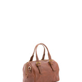 Borsa a bauletto unisex in vera pelle 100% cotone 4528-MARRONE Alessia Firenze