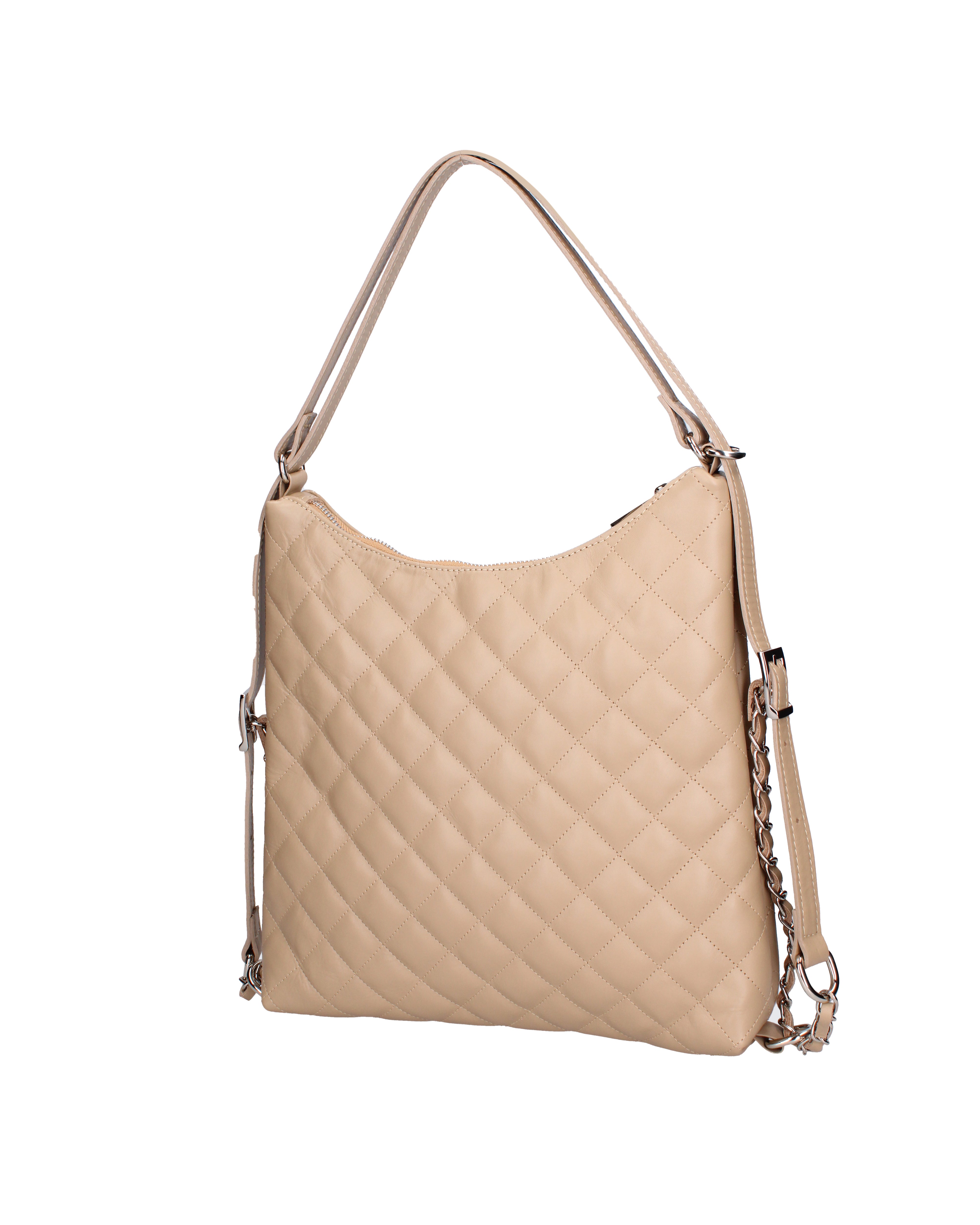 Borsa a spalla convertibile in zaino Vera pelle 07144-S05 TAUPE CHIARO Roberta Rossi