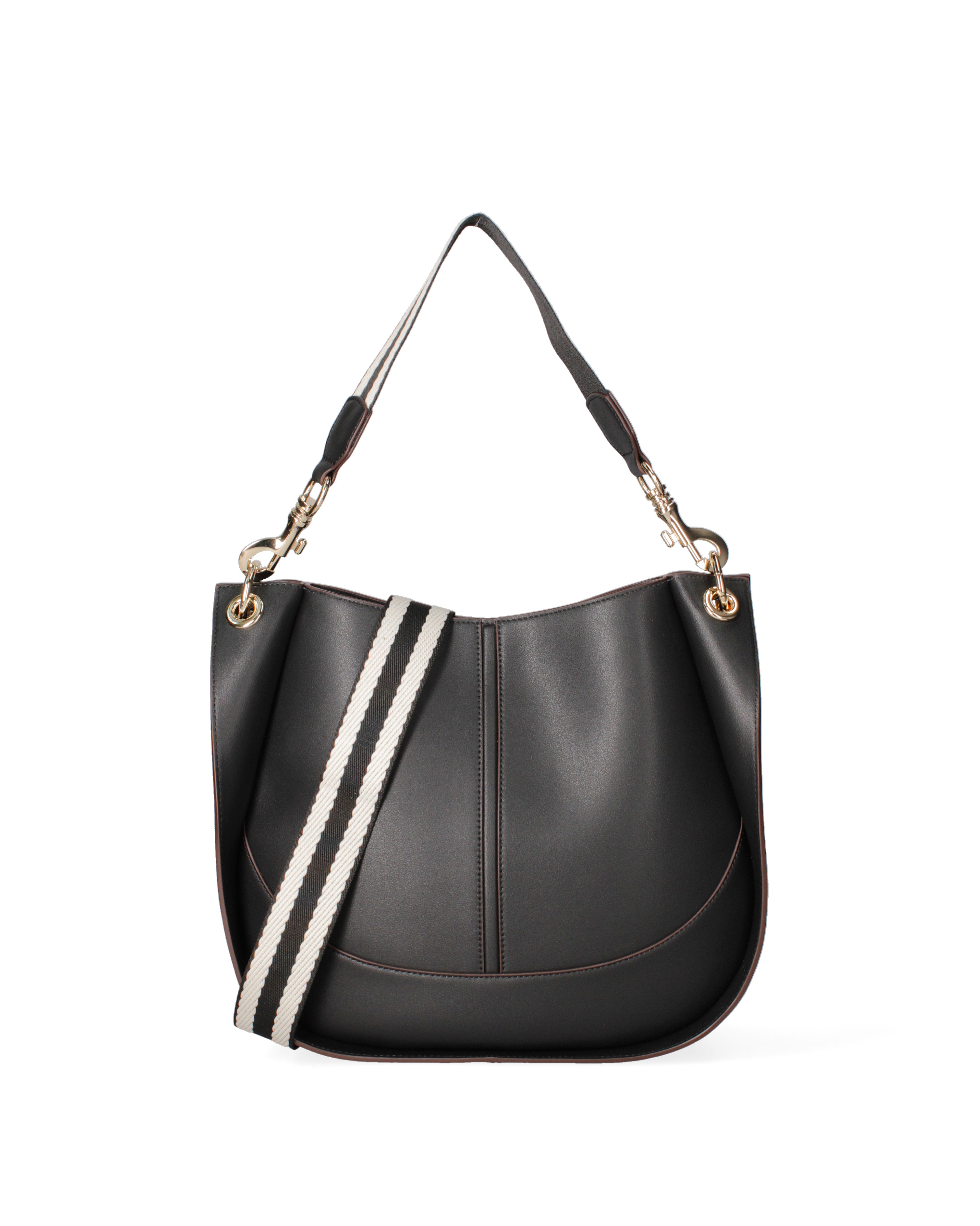 Borsa a spalla da donna 100% pelle riciclata 07224-Nero Viola Castellani