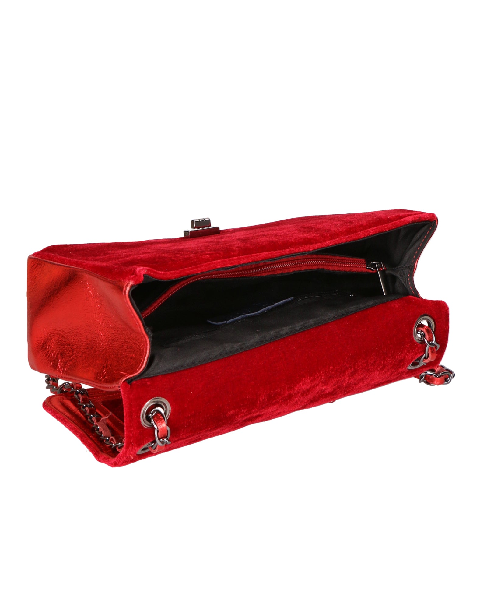 Valeriana Borsa a tracolla da donna Velluto e pelle 1139-ROSSO  Gave Lux