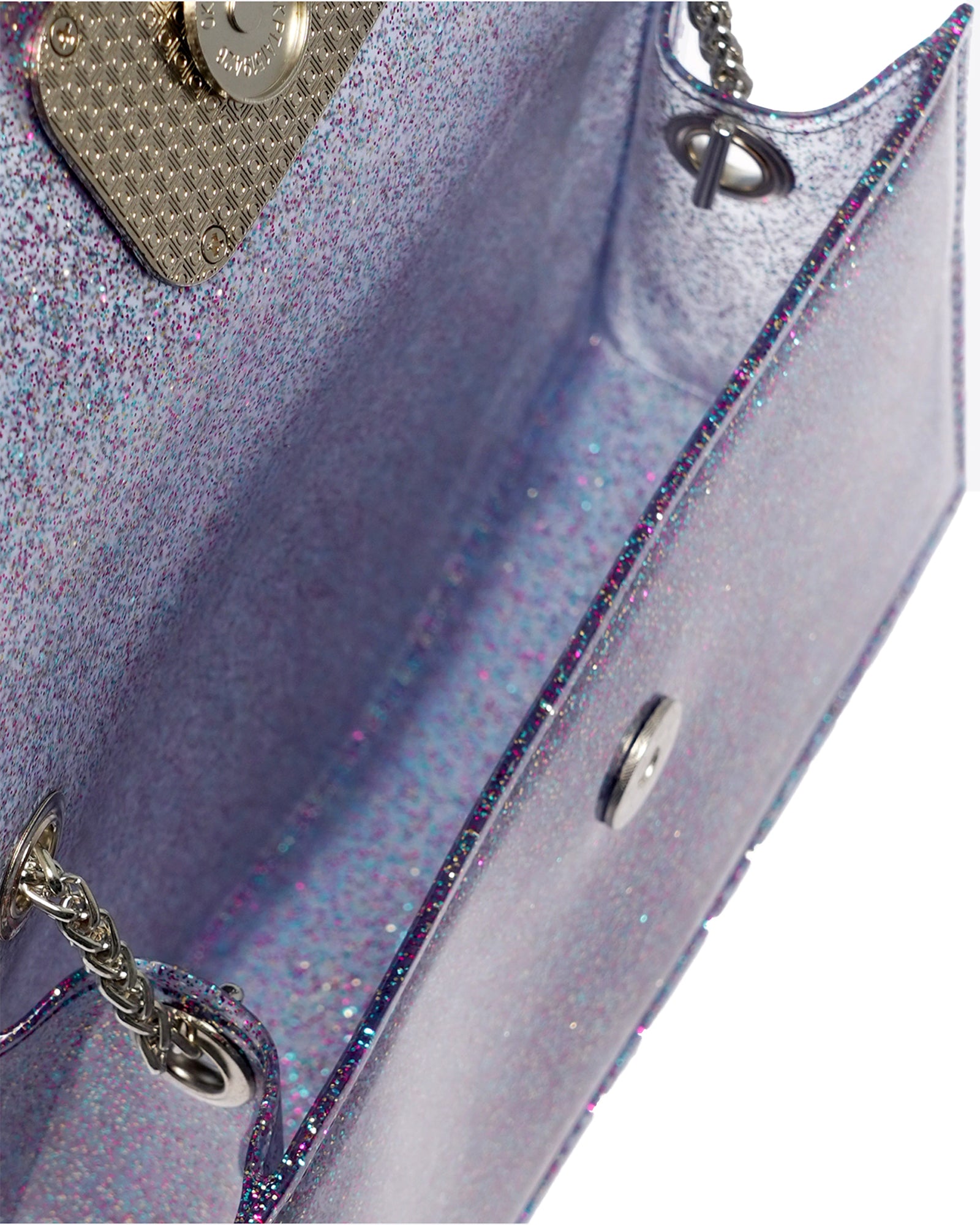 Borsa a mano da donna 100% Pvc FLAT SUPERMEE M-LILLA STRASS Marc Ellis