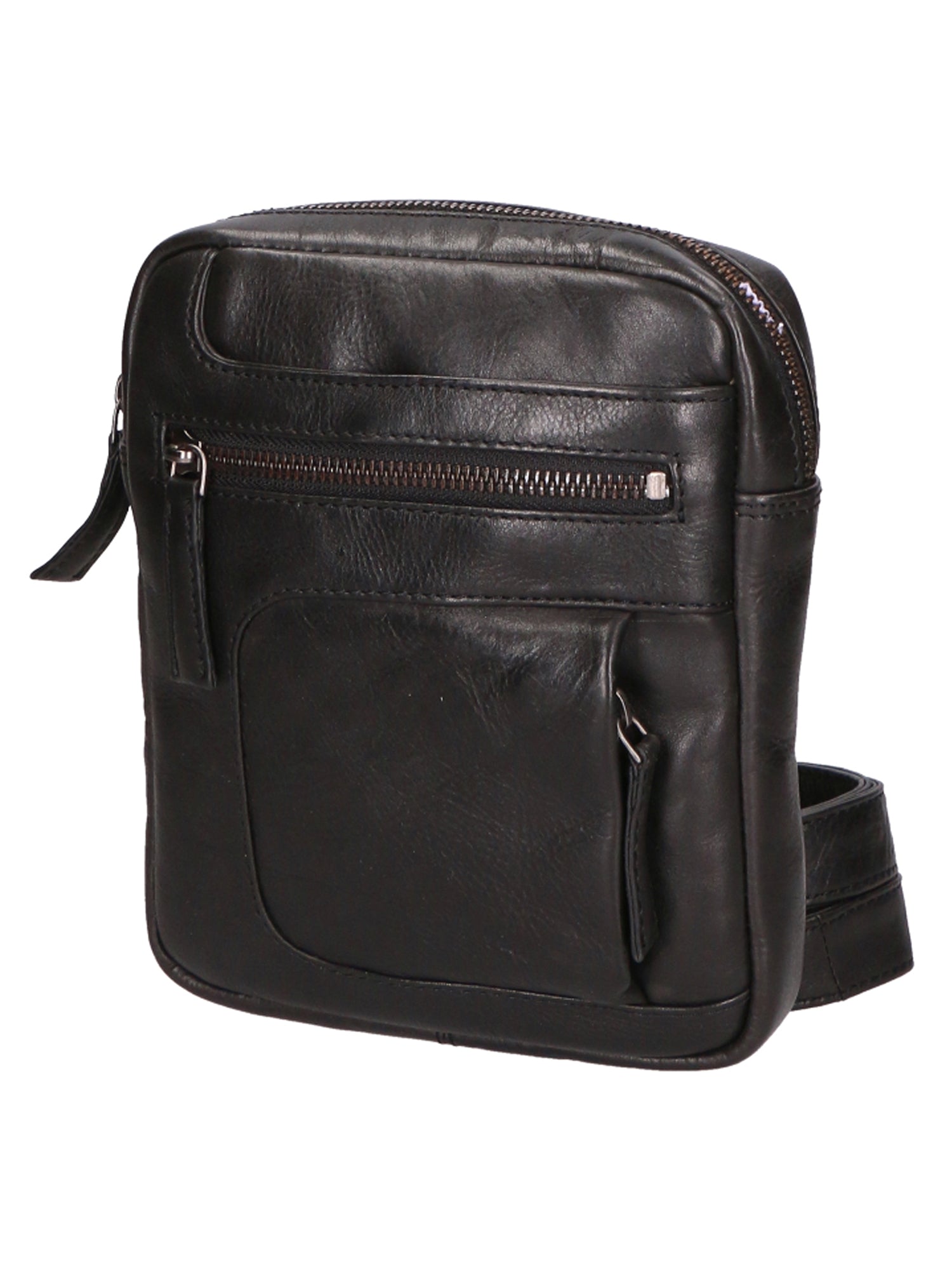 Borsa a tracolla unisex vera pelle 100% pelle di vacchetta SN5861347-BLACK Santini Firenze