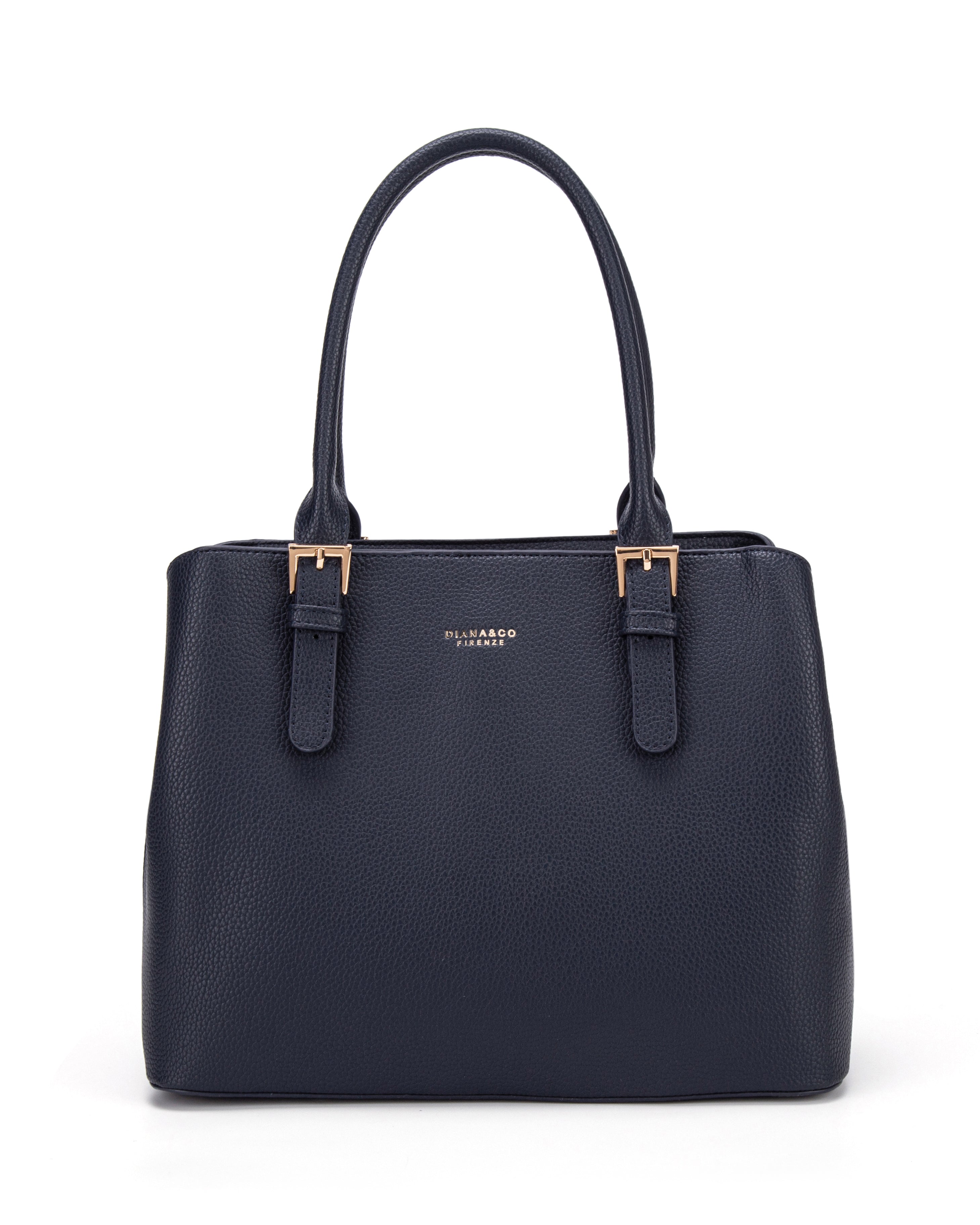 Borsa a mano da donna 100% pelle vegana PU 716-2PT-NAVYBLUE Diana&co
