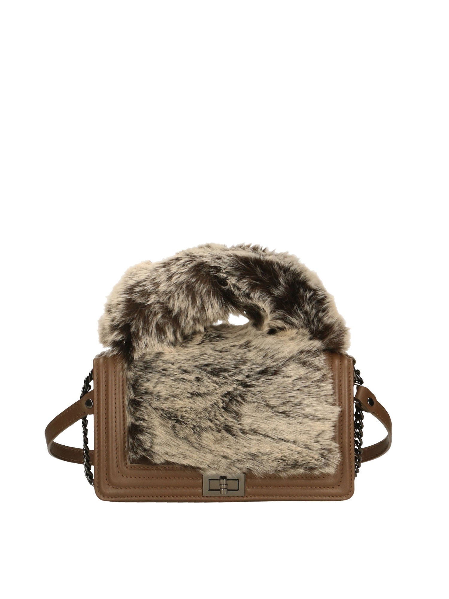 Silvana Pro Borsa a tracolla donna Vera pelle + Calfhair 6599-TAUPE Gave Lux