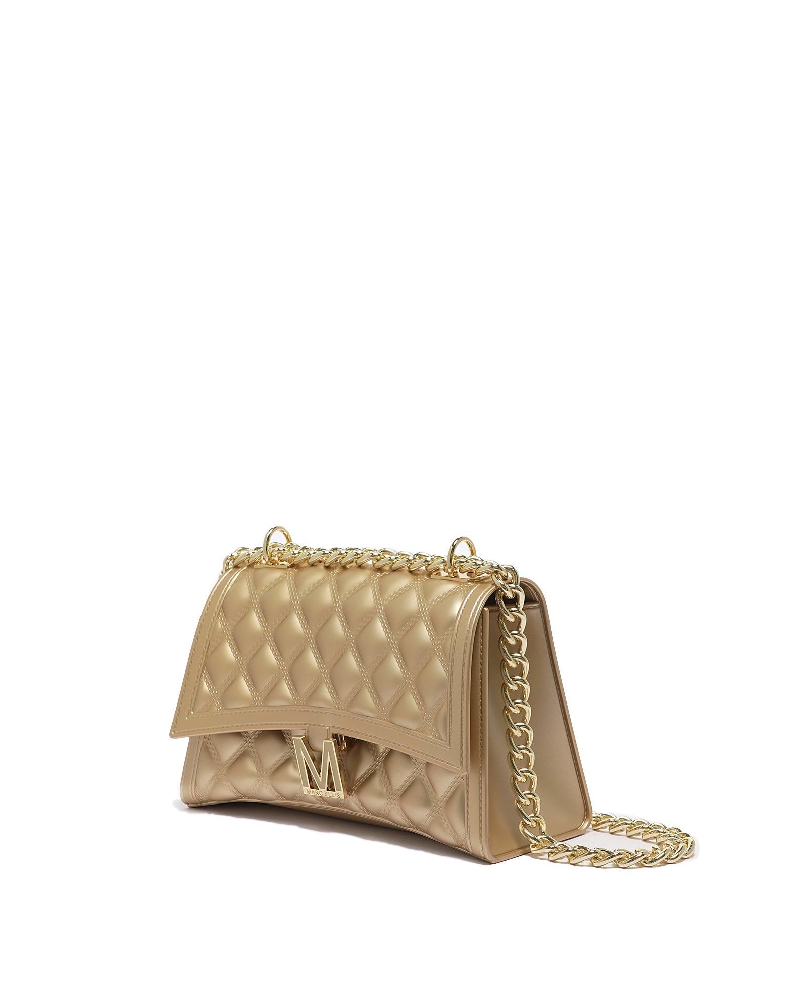 Borsa a mano da donna 100% Pvc FLAT RHOMBUS M-GOLD + LIGHT GOLD Marc Ellis