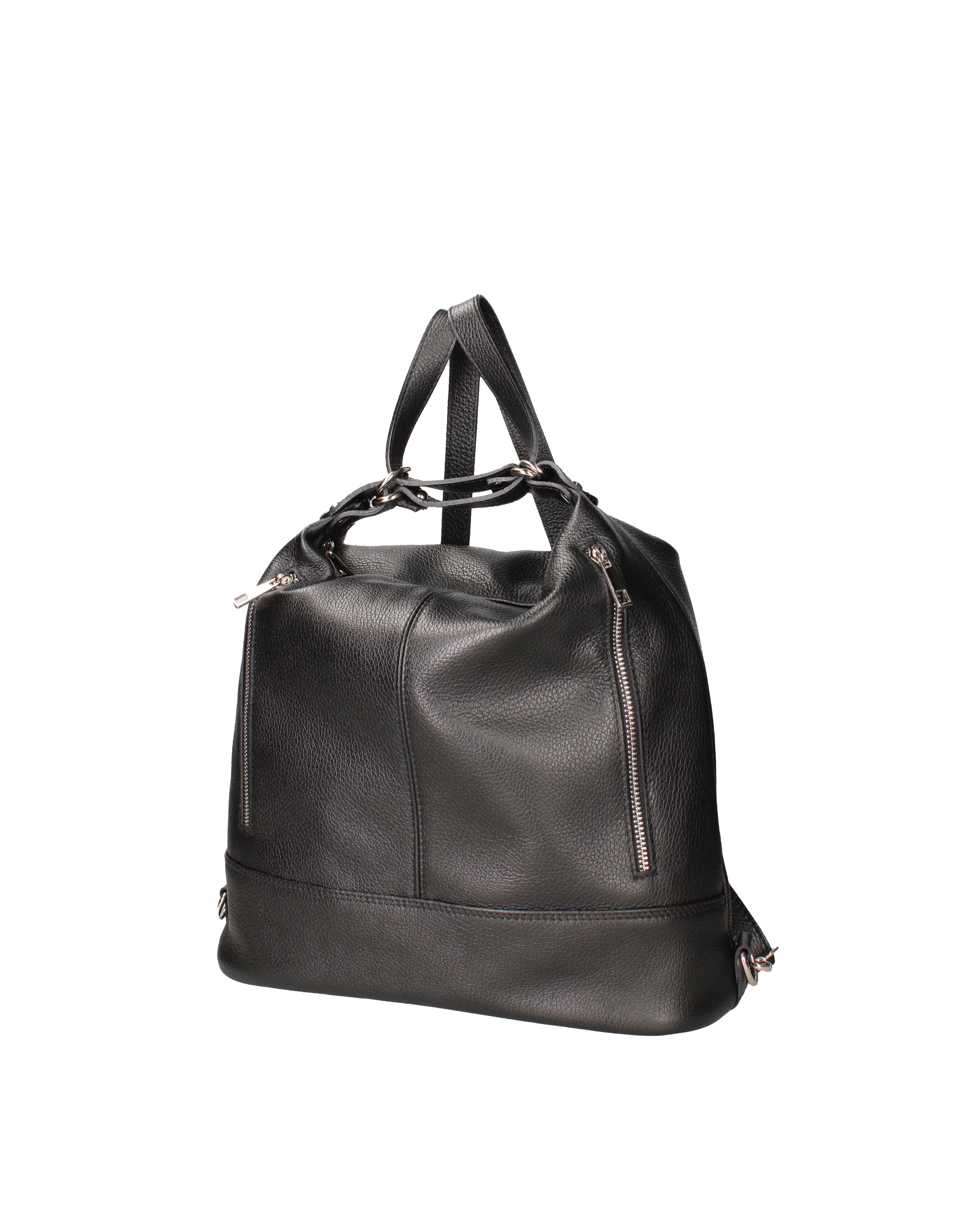 Vera pelle 07135-D28 NERO Borsa a spalla convertibile Anjelica Viola Castellani