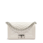 Borsa a mano da donna 100% PVC FLAT S MANHATTAN-OFF BLANC + SILVER Marc Ellis