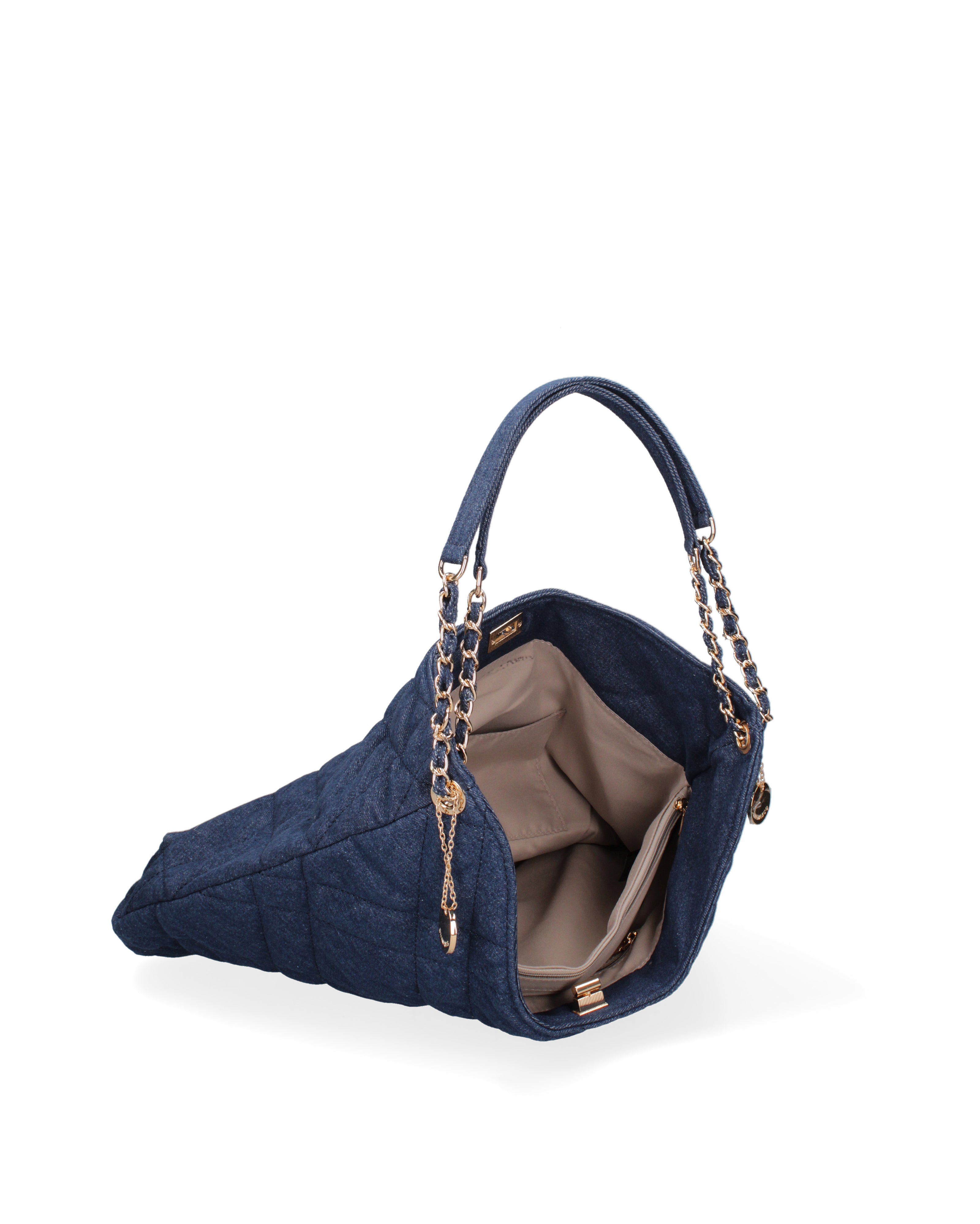 Borsa a spalla da donna Nylon ed ecopelle DC3533-4-NAVYBLUE Diana&co
