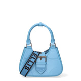 Borsa a mano da donna 100% PVC FLAT-CIRCLE-SUGAR BLUE - SATIN CDF Marc Ellis