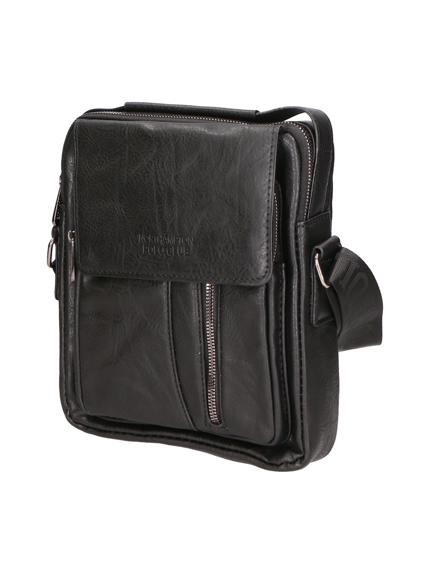 Borsa a tracolla uomo 100% pelle PU PCL3053-BLACK Northampton Polo Club