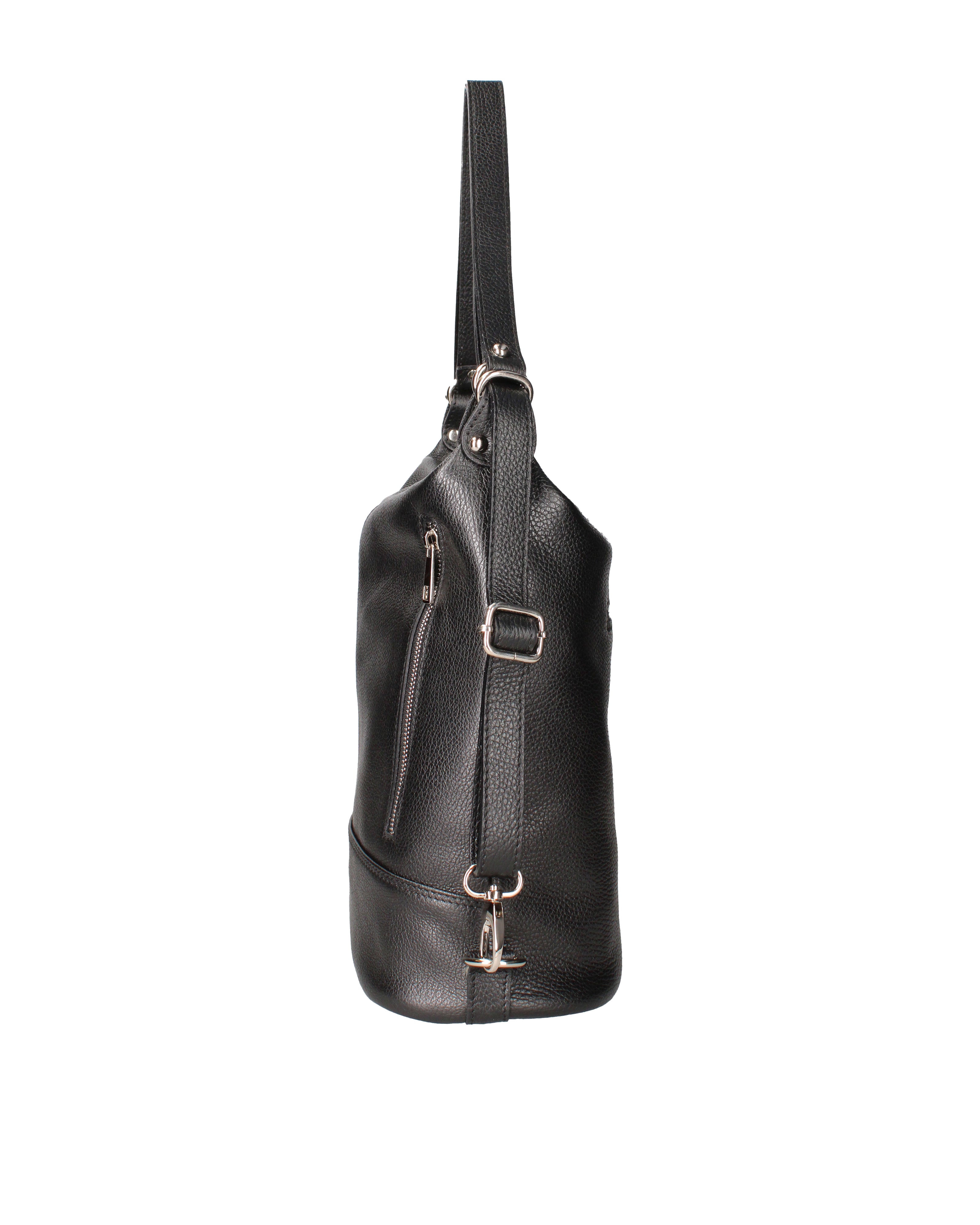 Vera pelle 07135-D28 NERO Borsa a spalla convertibile Anjelica Viola Castellani