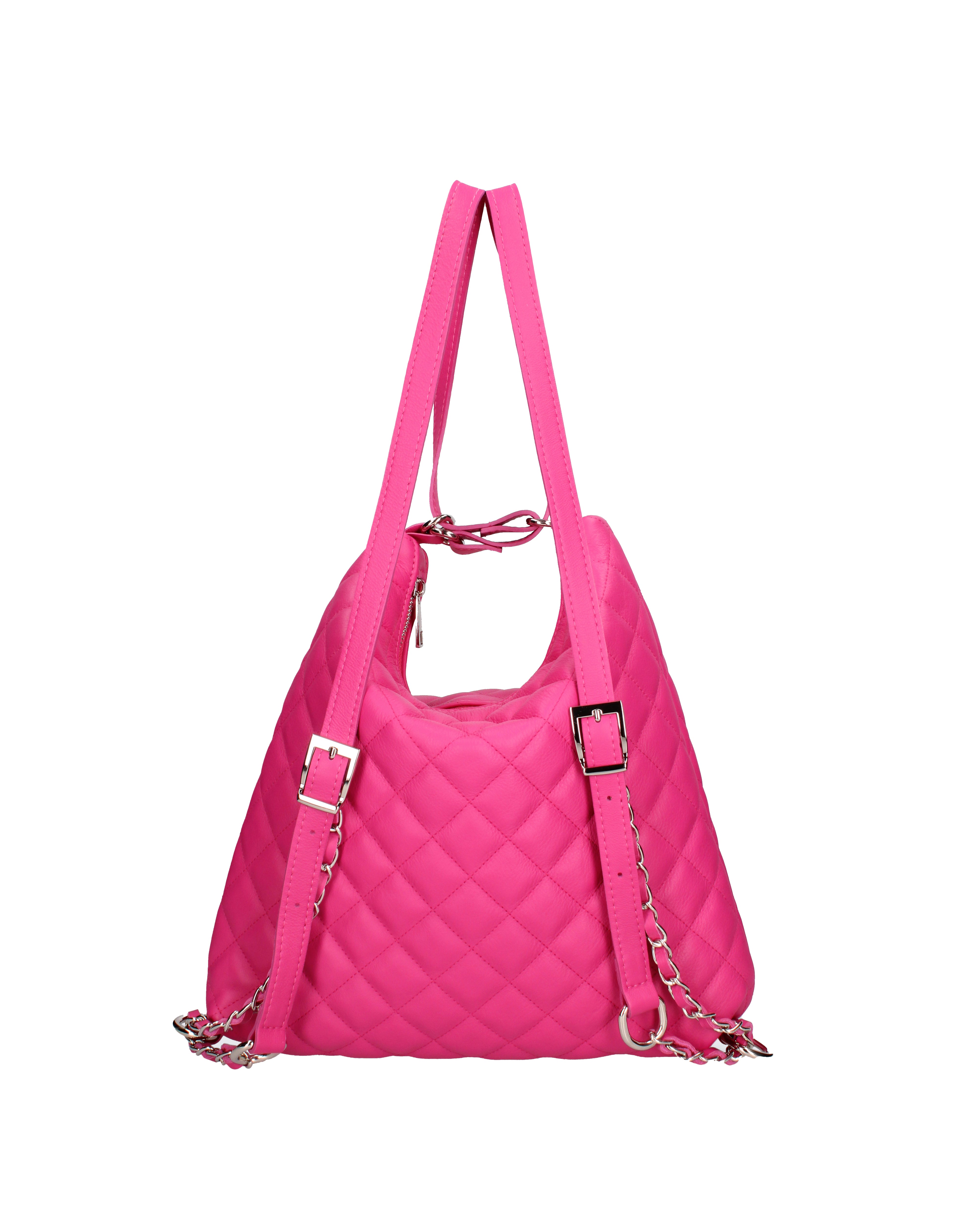 Borsa a spalla convertibile in zaino Vera pelle 07144-S02 FUXIA Roberta Rossi