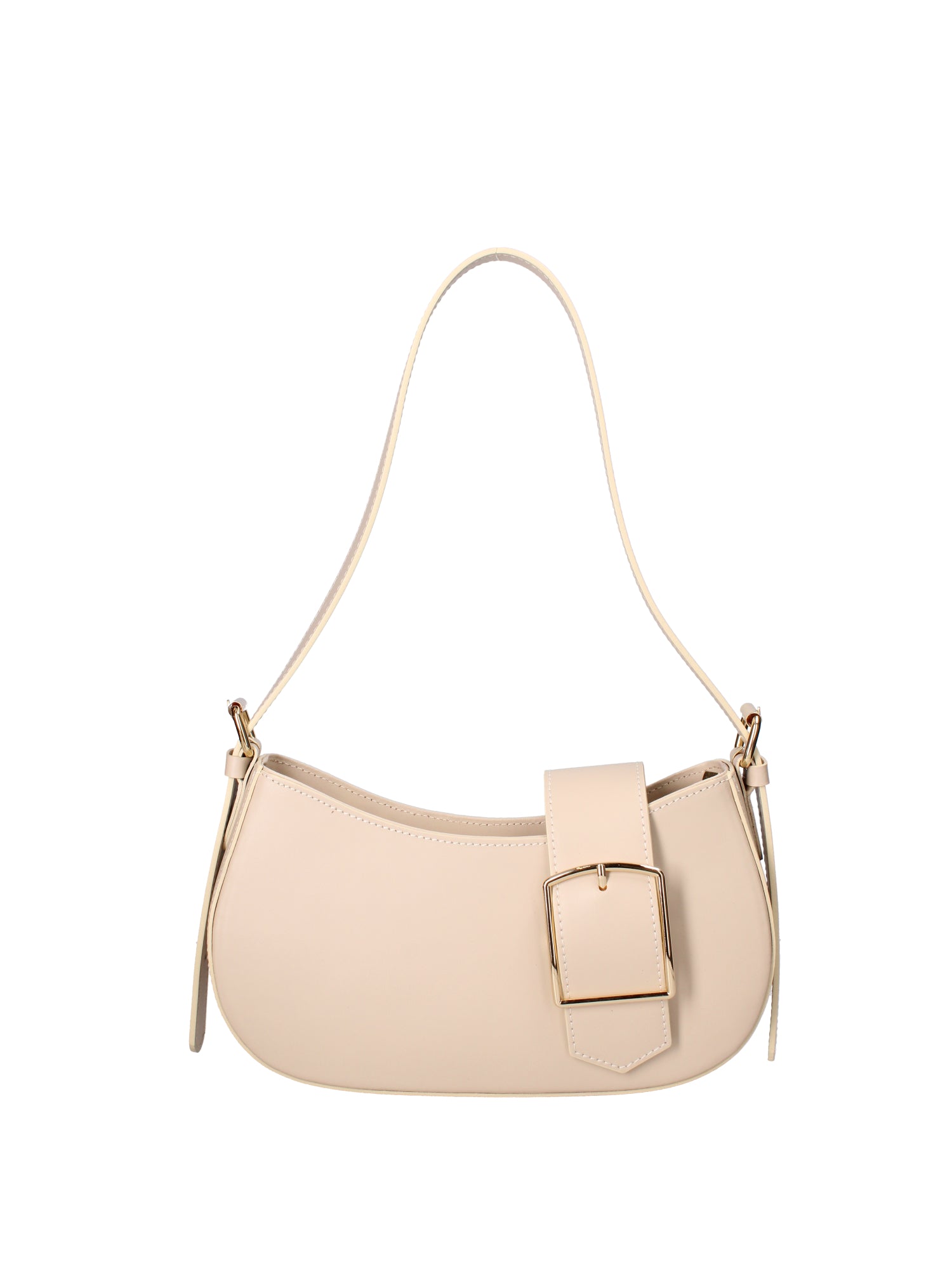 Borsa a spalla da donna 100% vera pelle 07213-L116 BEIGE Roberta Rossi