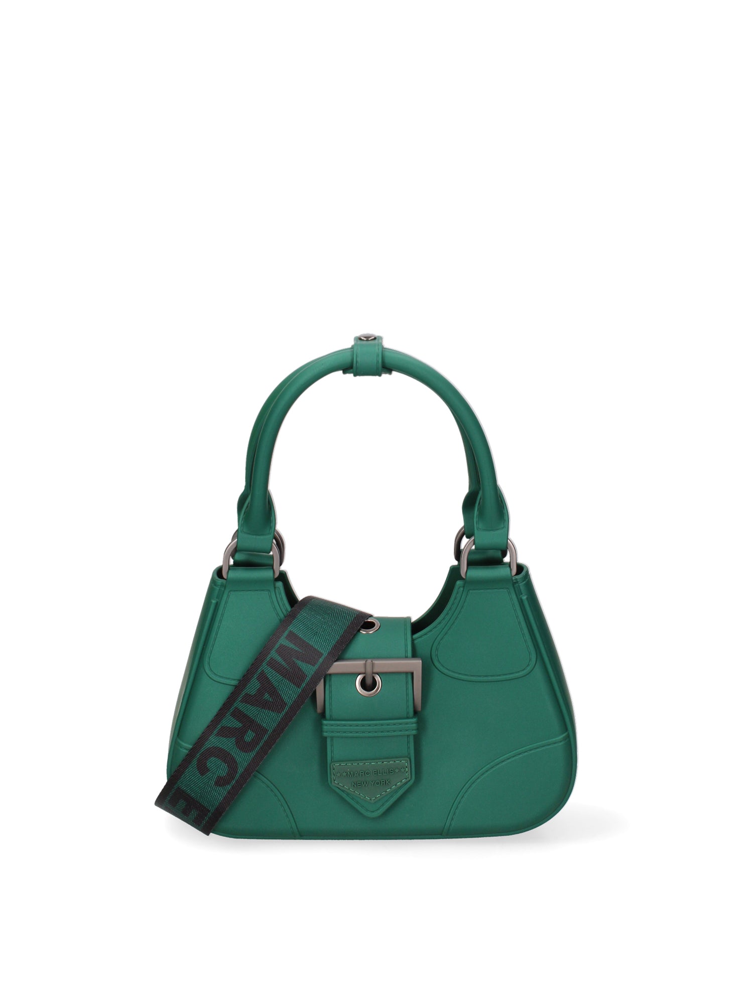 Borsa a mano da donna 100% PVC FLAT-CIRCLE-FOREST GREEN - SATIN CDF Marc Ellis