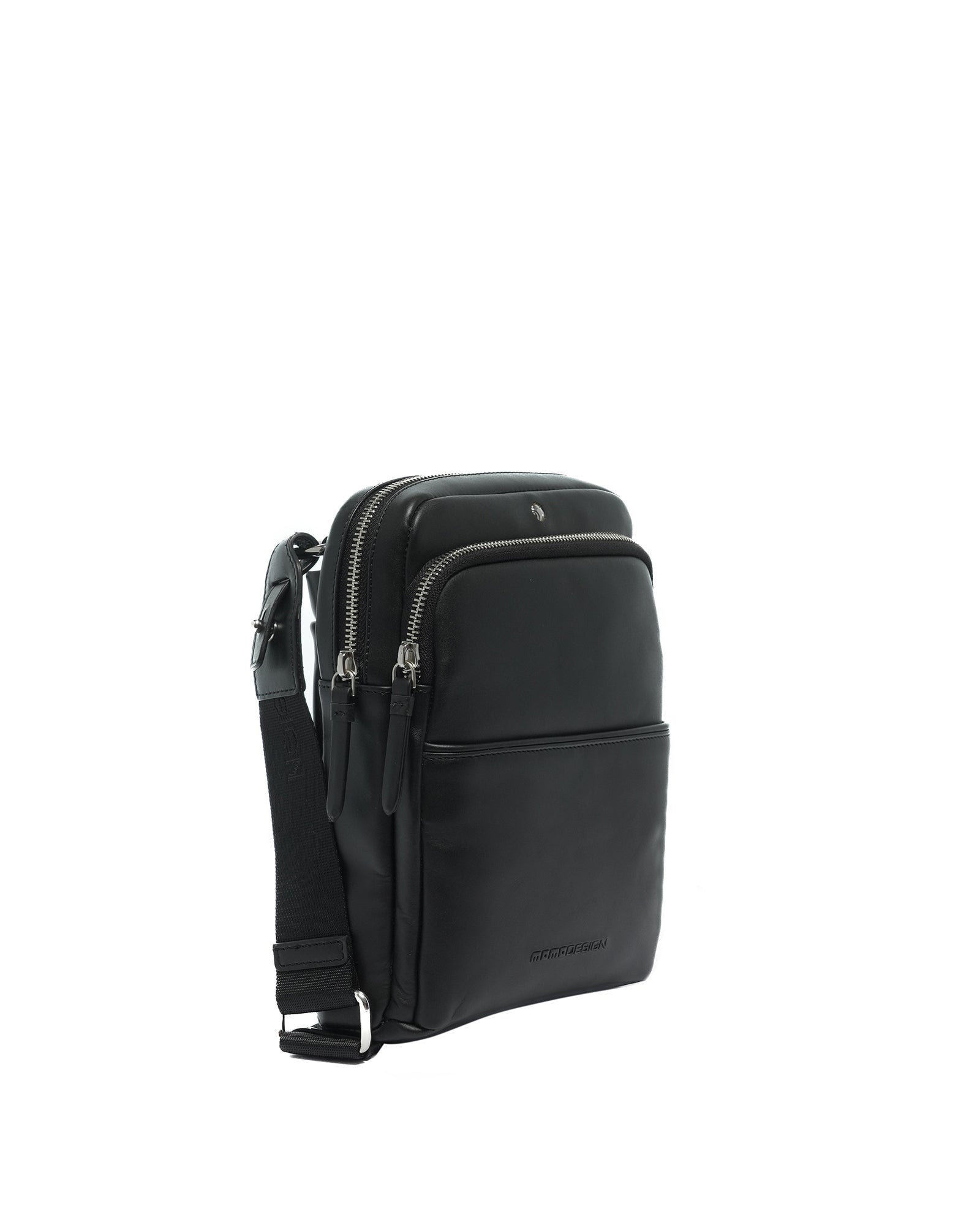 MO-21BC-BLACK Borsa a tracolla da uomo in vera pelle Momo Design