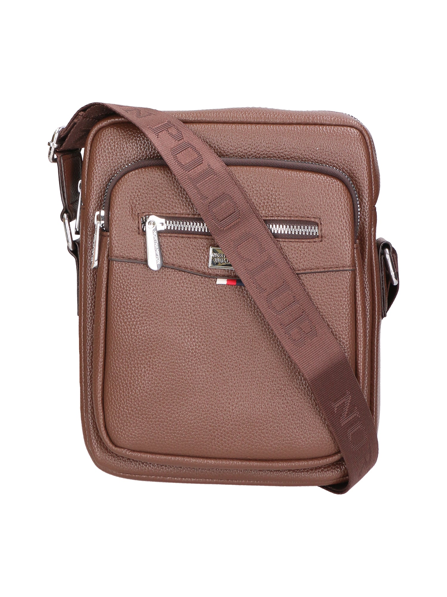 Borsa a tracolla uomo 100% pelle PU PCL3024-LIGHT BROWN Northampton Polo Club