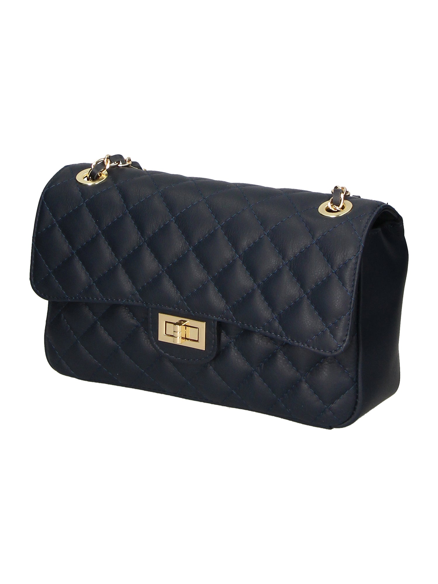 Clizia Borsa a spalla da donna Vera pelle 6078-S24 BLU JEANS Gave Lux