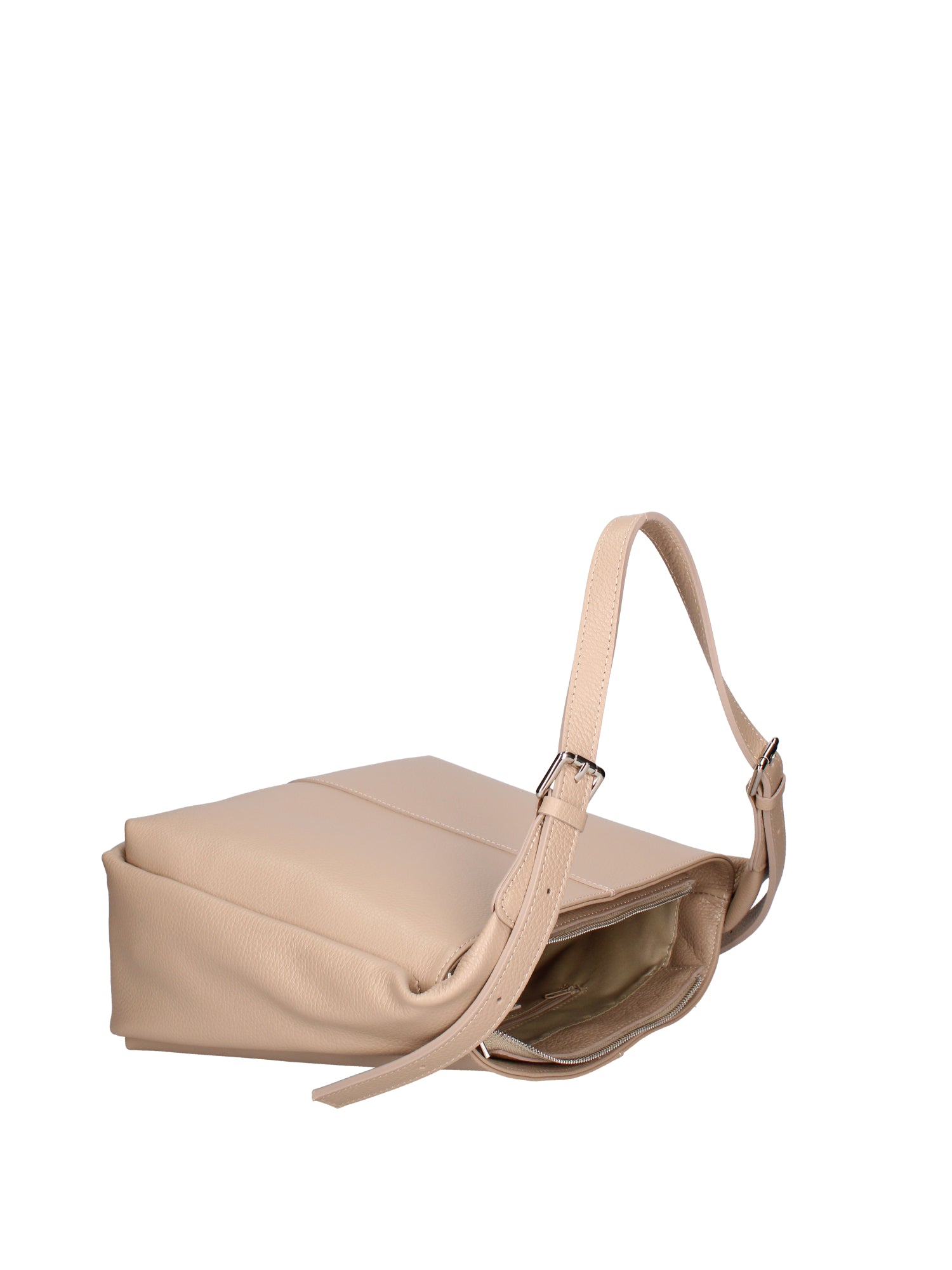 Borsa a spalla da donna Misto pelle e tessuto 07157-D05 CAPPUCCINO Roberta Rossi